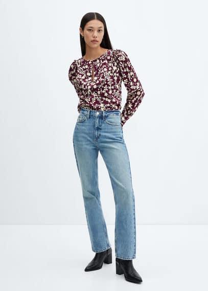 MANGO Berry Blouse (Maroon) Women's Blouse Product Image