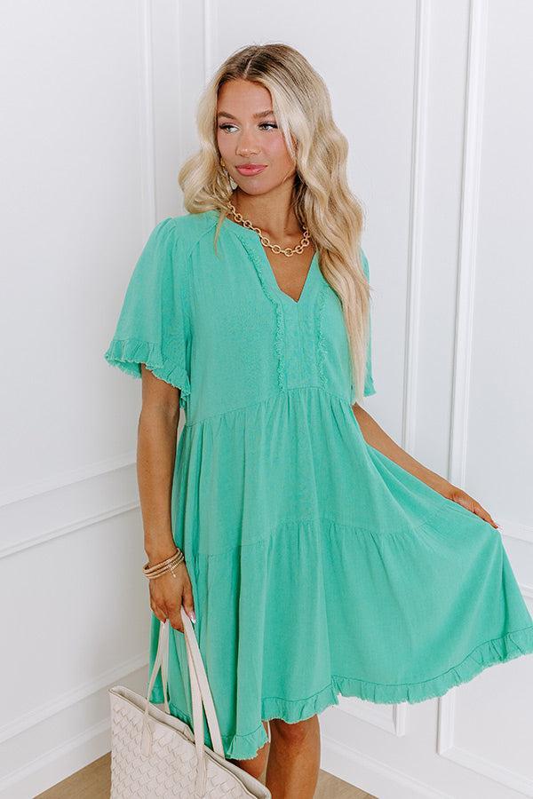 Simple Life Linen-Blend Mini Dress in Sea Glass Product Image