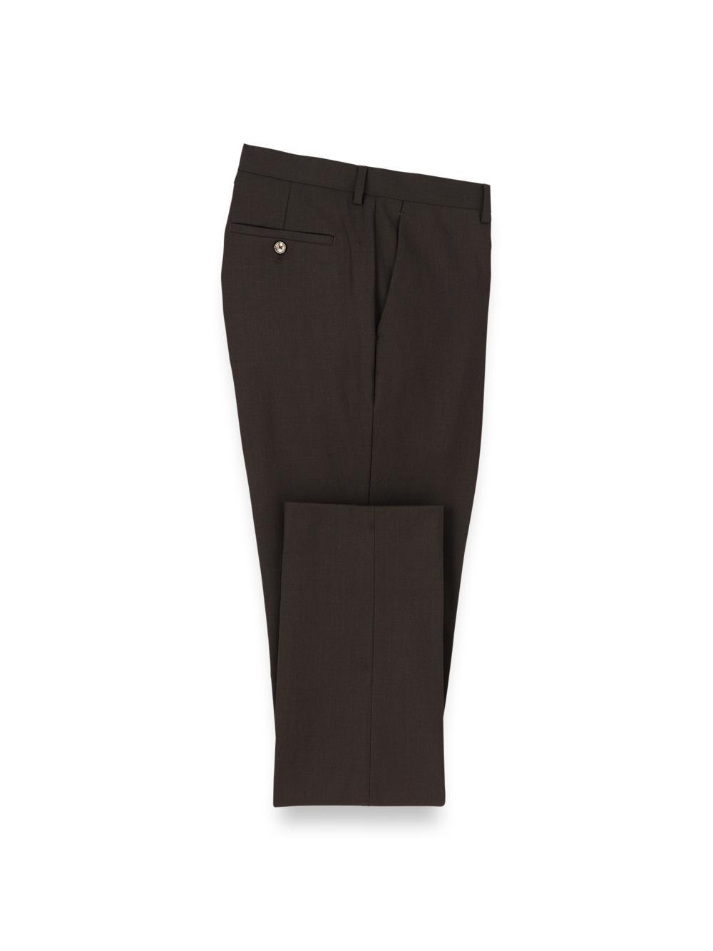 Wool Stretch Bengaline Single Breasted Peak Lapel Suit - Dark Brown Product Image