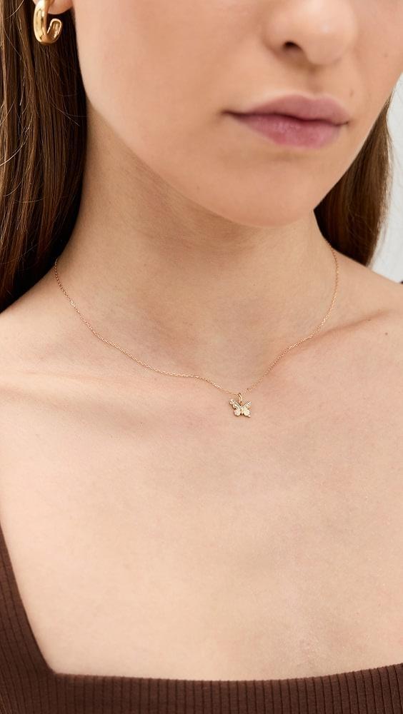 Adina Reyter 14k Diamond Butterfly Mini Bead Charm Necklace | Shopbop Product Image