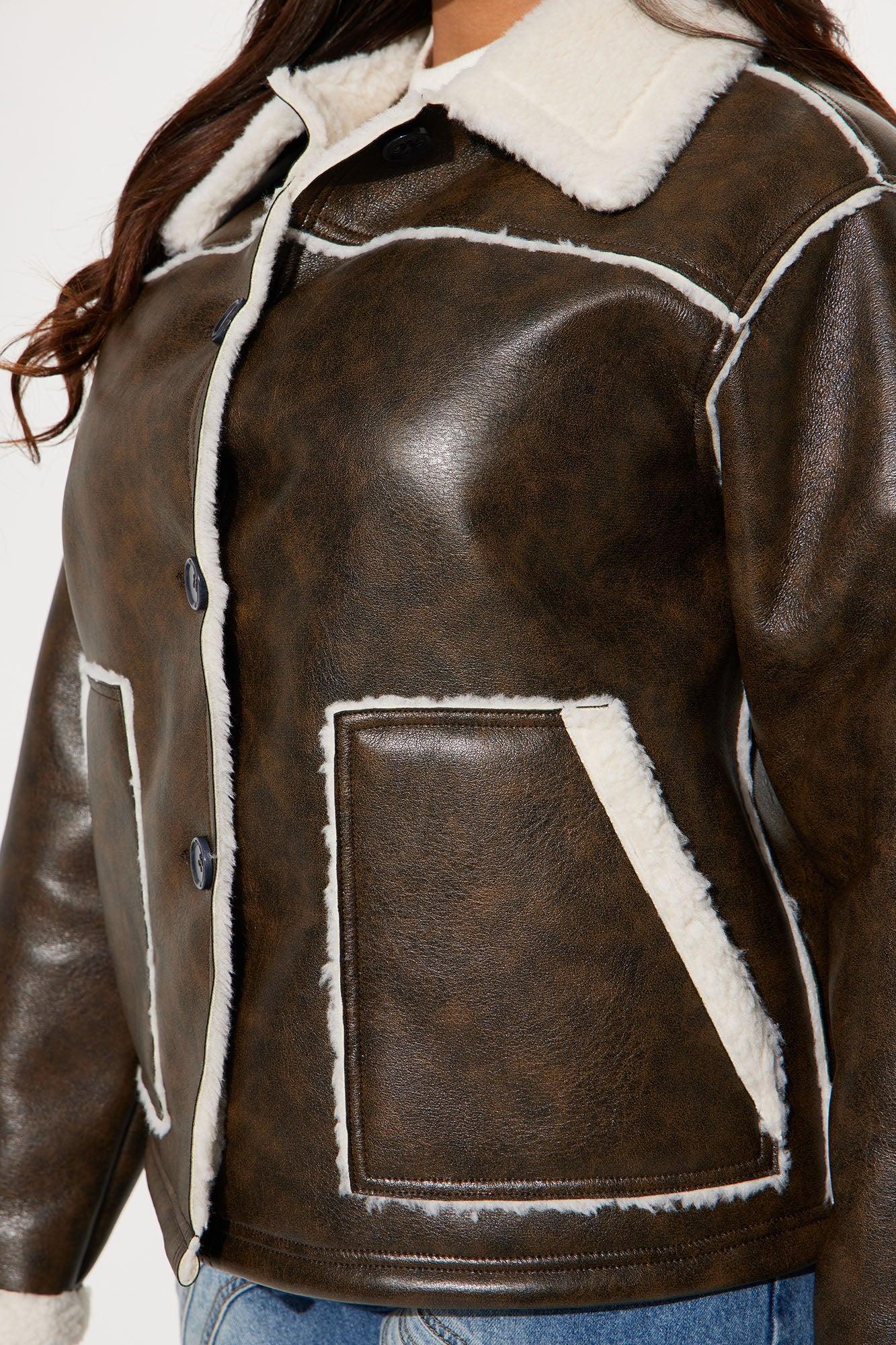 Around The Way Shearling Jacket - Brown Product Image