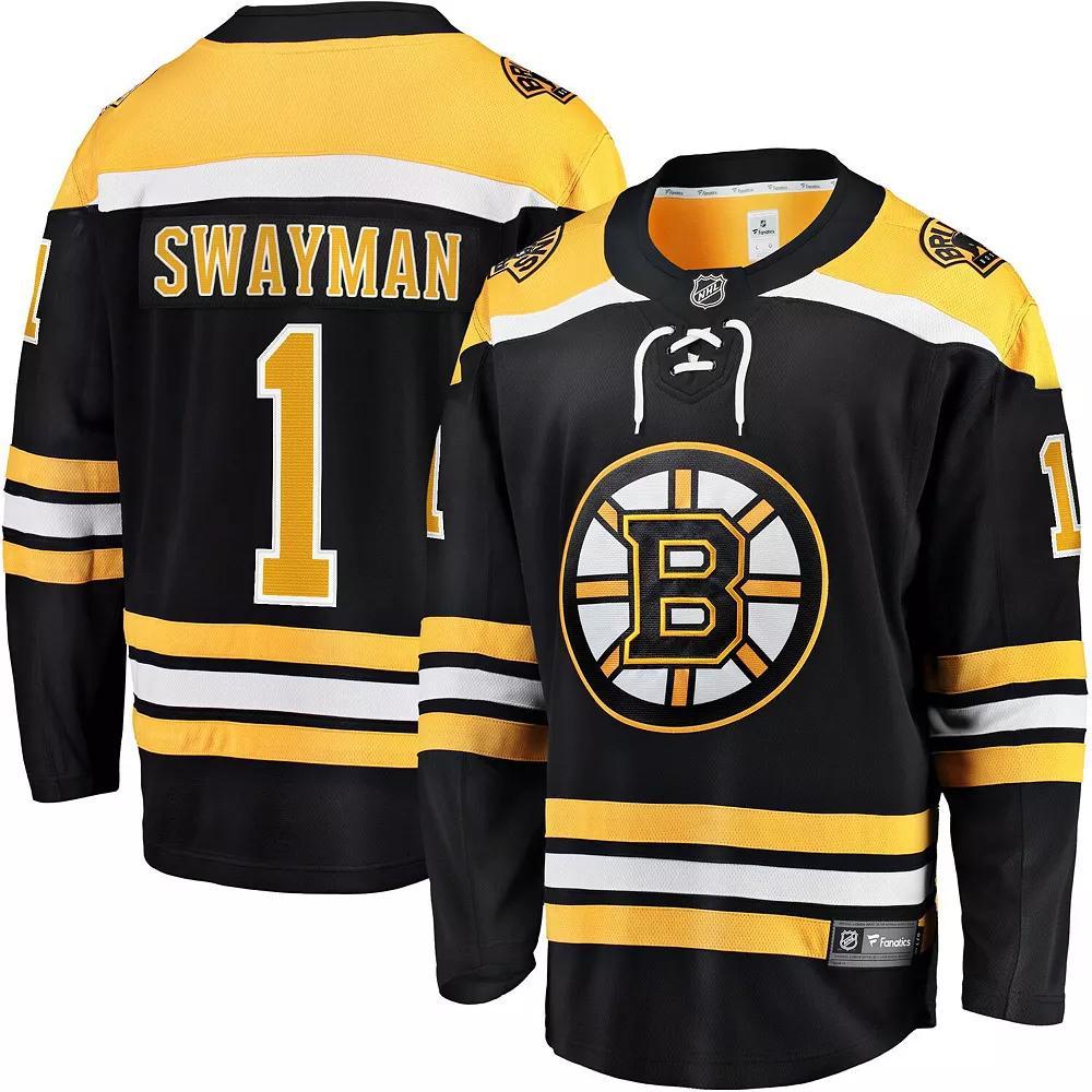 Men's Fanatics Branded Jeremy Swayman Black Boston Bruins 2017/18 Home Breakaway Replica Jersey, Size: 5XL Product Image