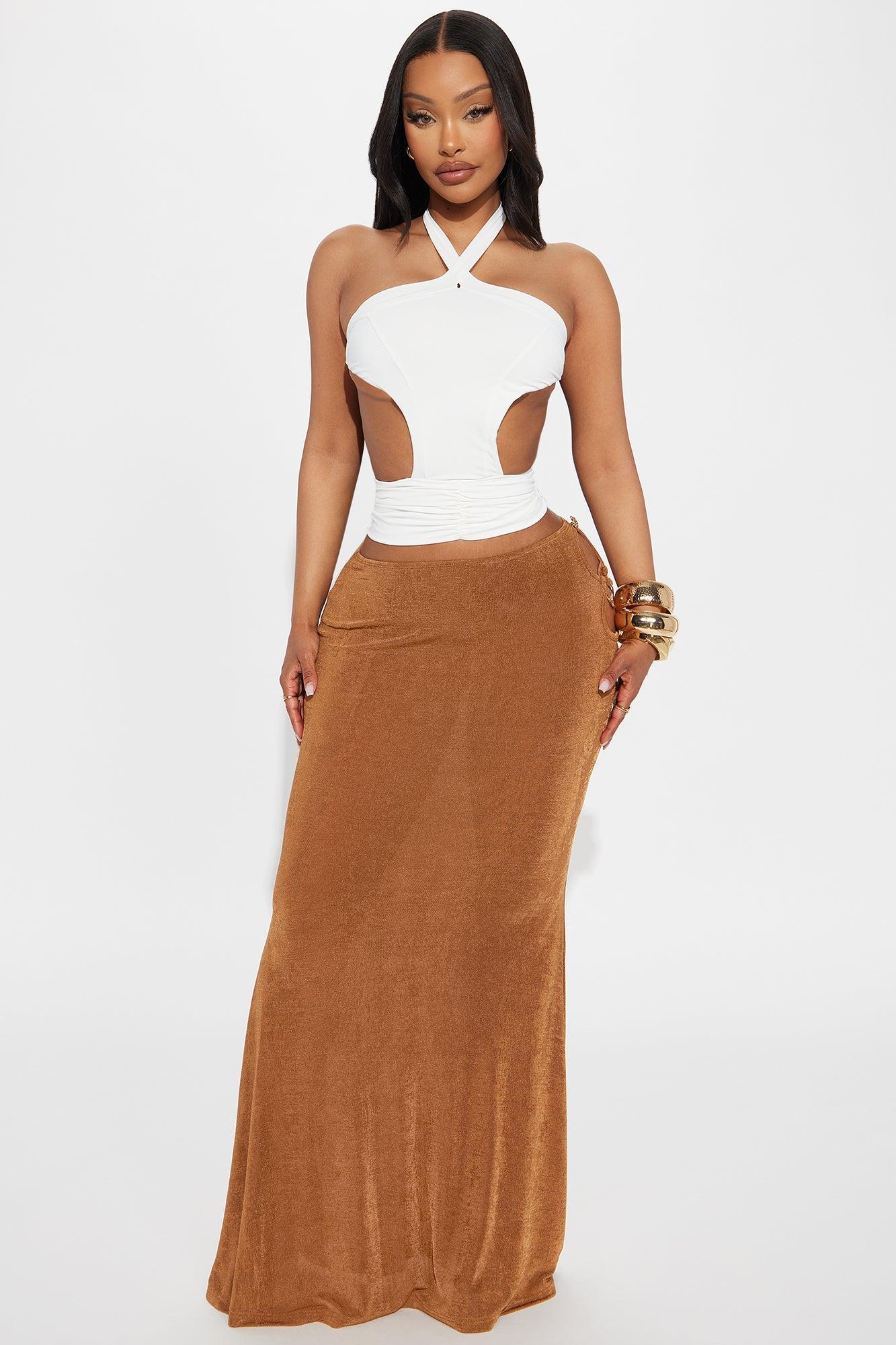 Sienna Slinky Knit Mermaid Maxi - Brown Product Image