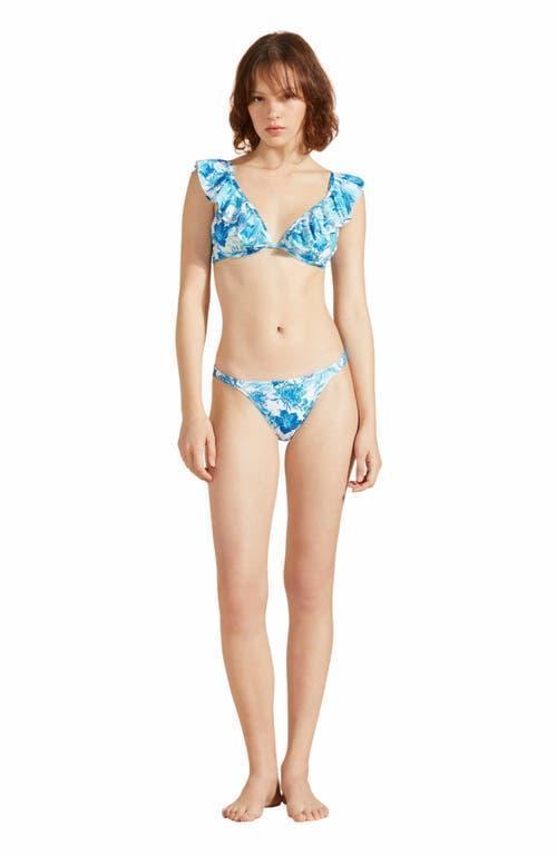 Womens Tahiti Flowers Ruffled Bikini Top Product Image