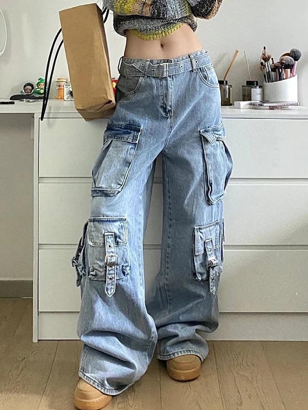 Vintage Multi-Pocket Cargo Jeans Product Image