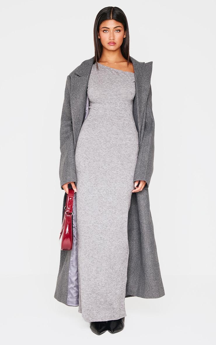 Charcoal Grey One Shoulder Maxi Dress Product Image