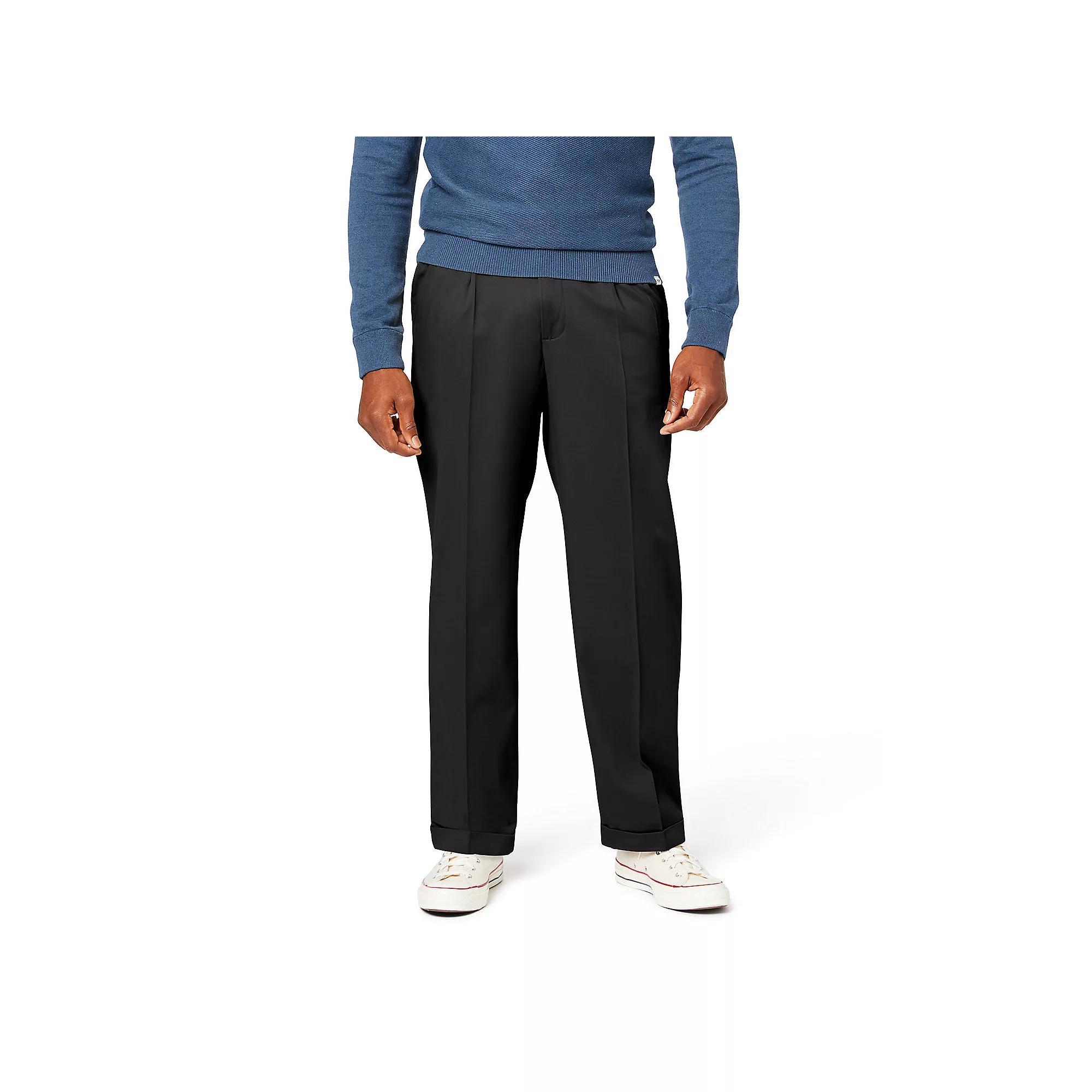 Mens Dockers Relaxed Fit Comfort Stretch Pleated Cuffed Khaki Pants Porcelain Green Product Image
