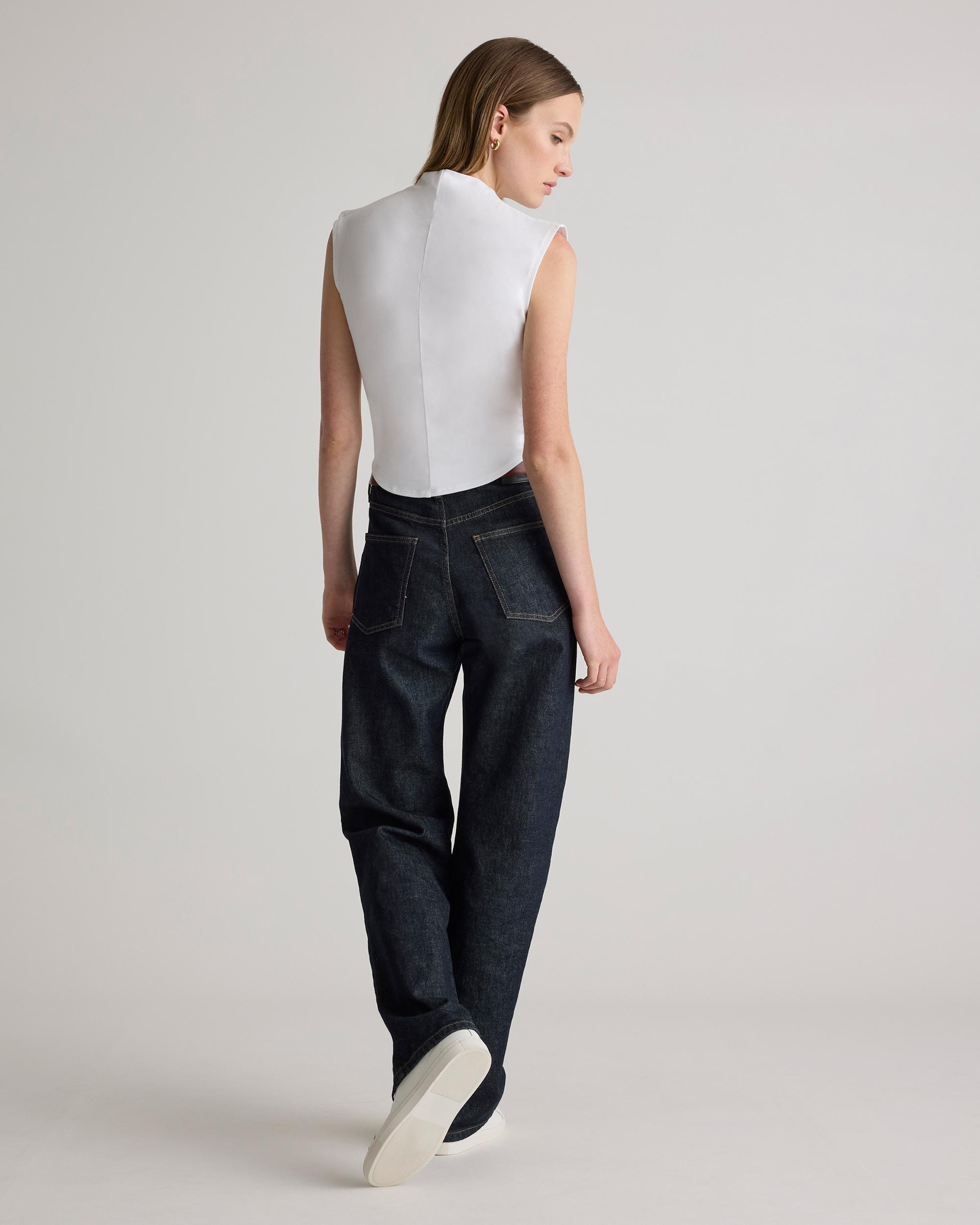 Quince | Women's Stretch Cotton Jersey Sleeveless Mock Neck Top Organic Cotton Product Image