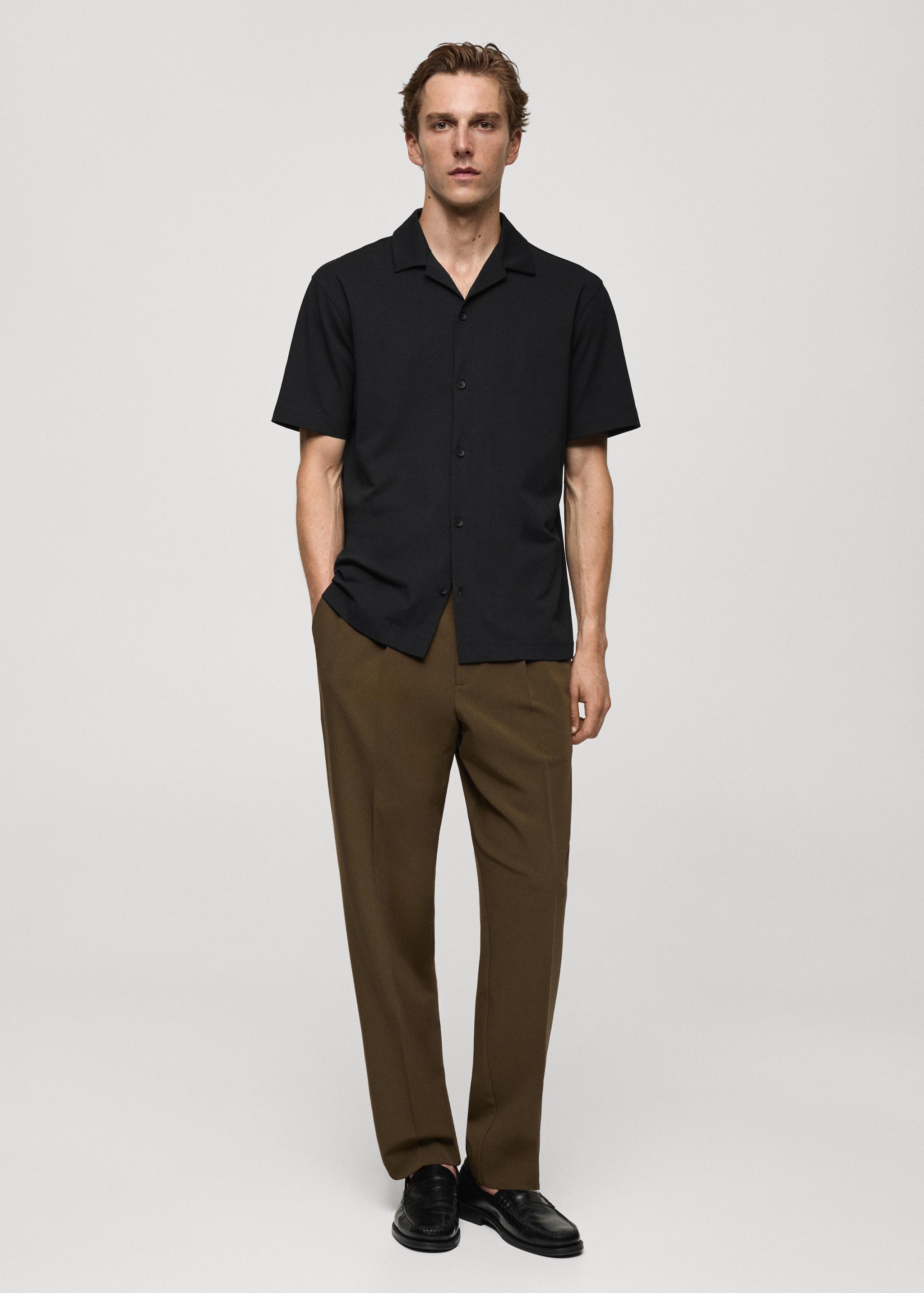 Bowling collar cotton shirt - Men | MANGO USA Product Image