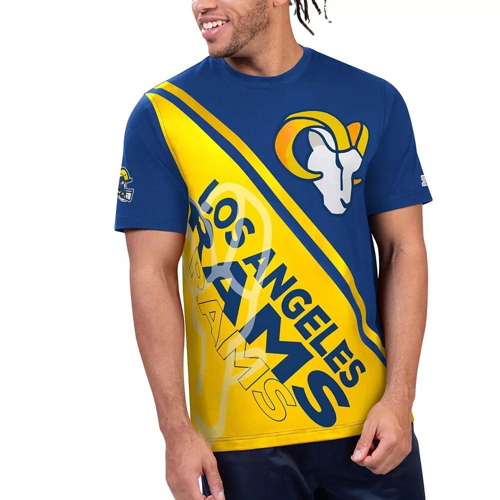 Men's Starter Royal/Gold Los Angeles Rams Finish Line Extreme Graphic T-Shirt, Size: Large, Blue Product Image
