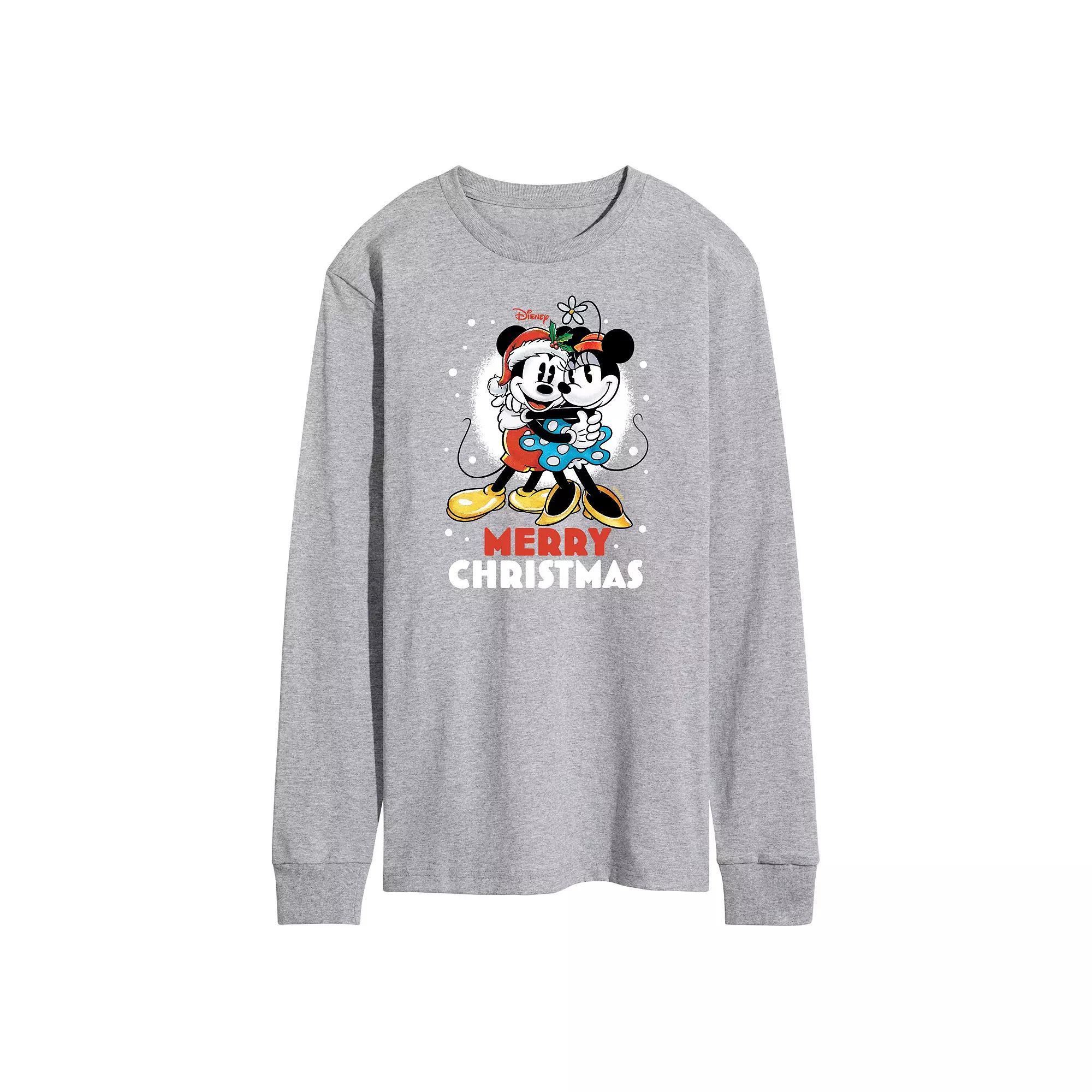 Disneys Mickey & Minnie Mouse Mens Merry Christmas Long Sleeve Graphic Tee Product Image