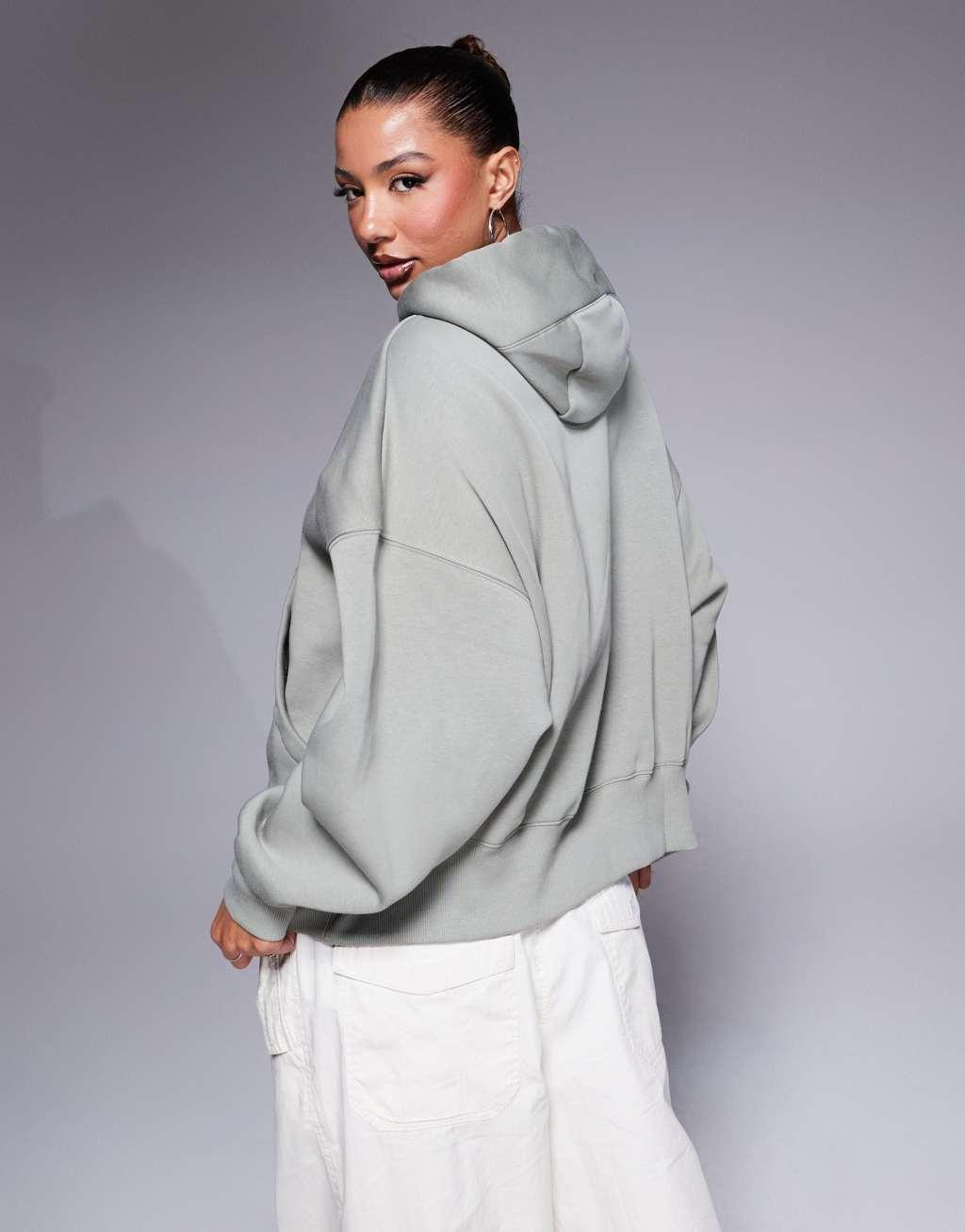 Nike Phoenix Fleece super oversized hoodie in khaki Product Image