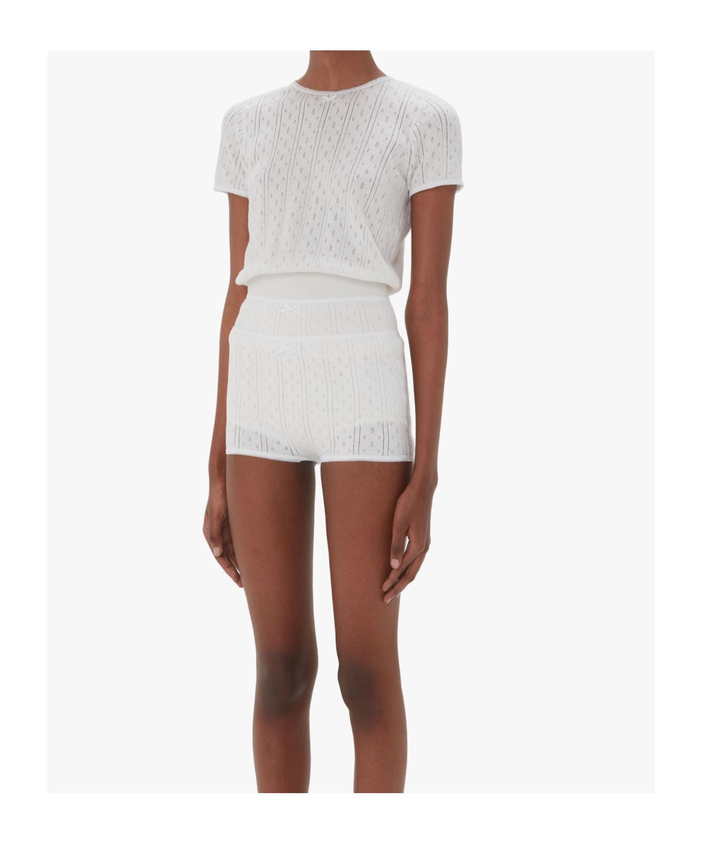 JW ANDERSON Cotton Pointelle-knit T-shirt In White Product Image