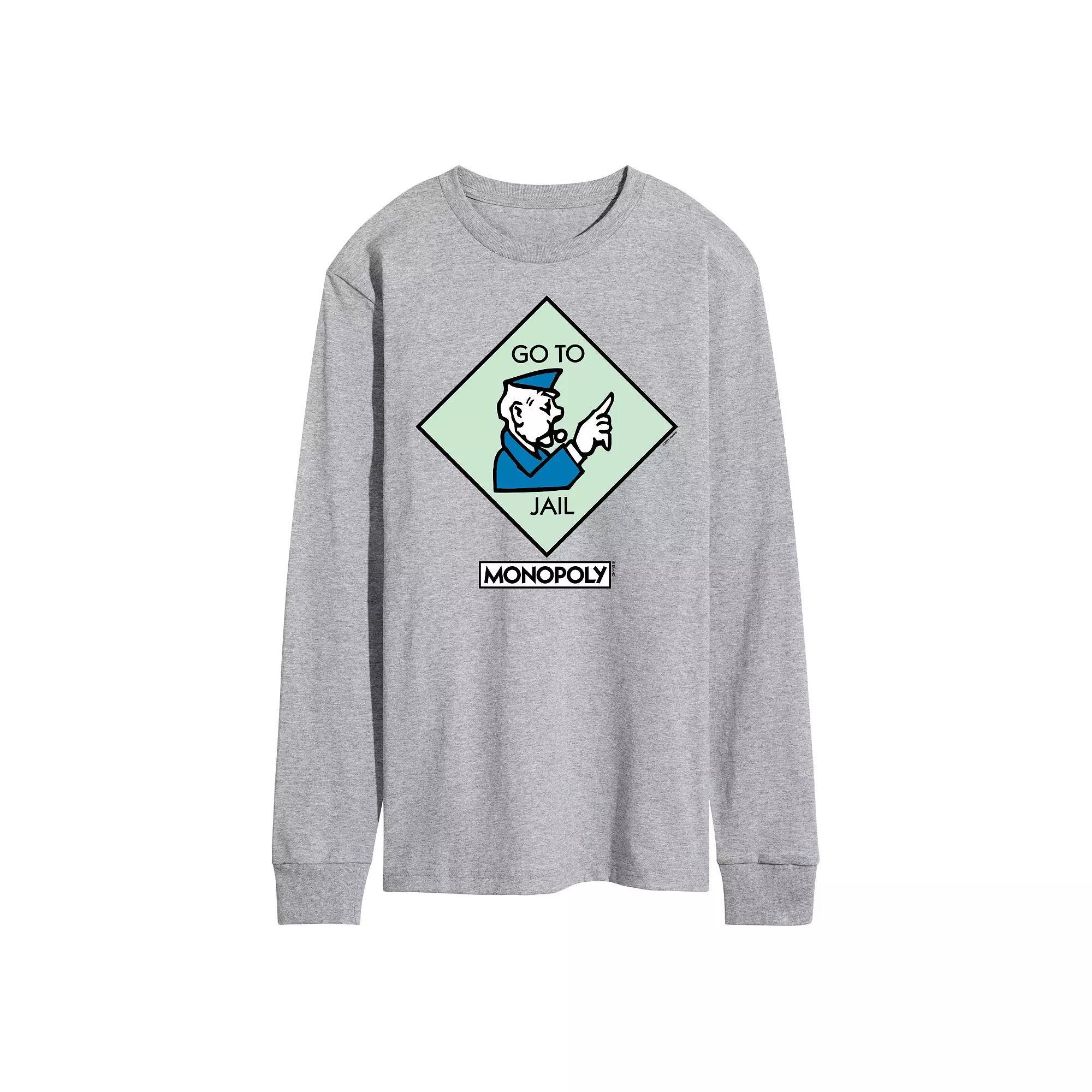 Mens Monopoly Go To Jail Square Long Sleeve Graphic Tee Product Image