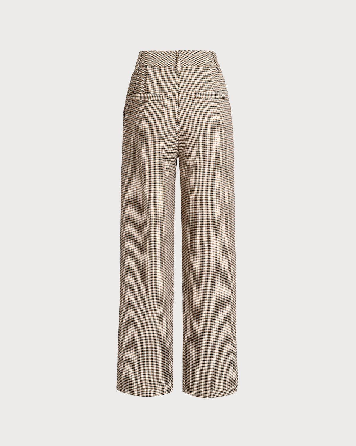Brown Plaid Straigh Pants Product Image