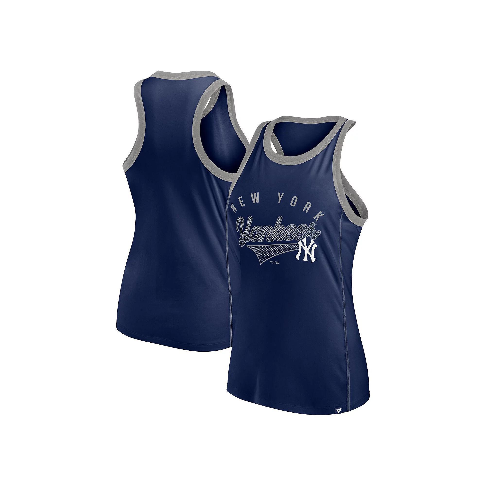 Women's Fanatics Branded Navy New York Yankees Tailsweep Fashion Racerback Rhinestone Tank Top, Size: Small, Blue Product Image