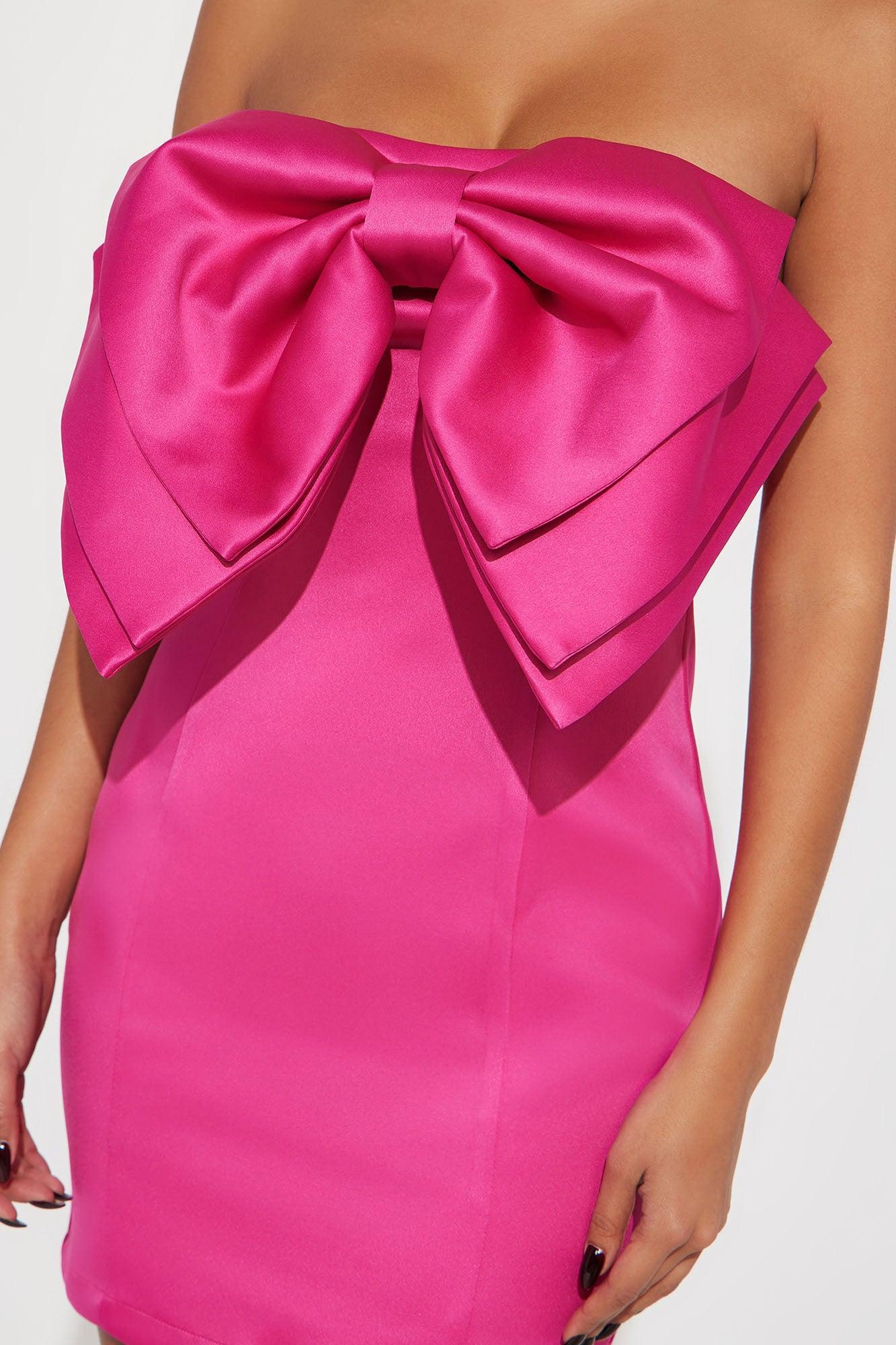 Adina Bow Mini Dress - Pink Product Image