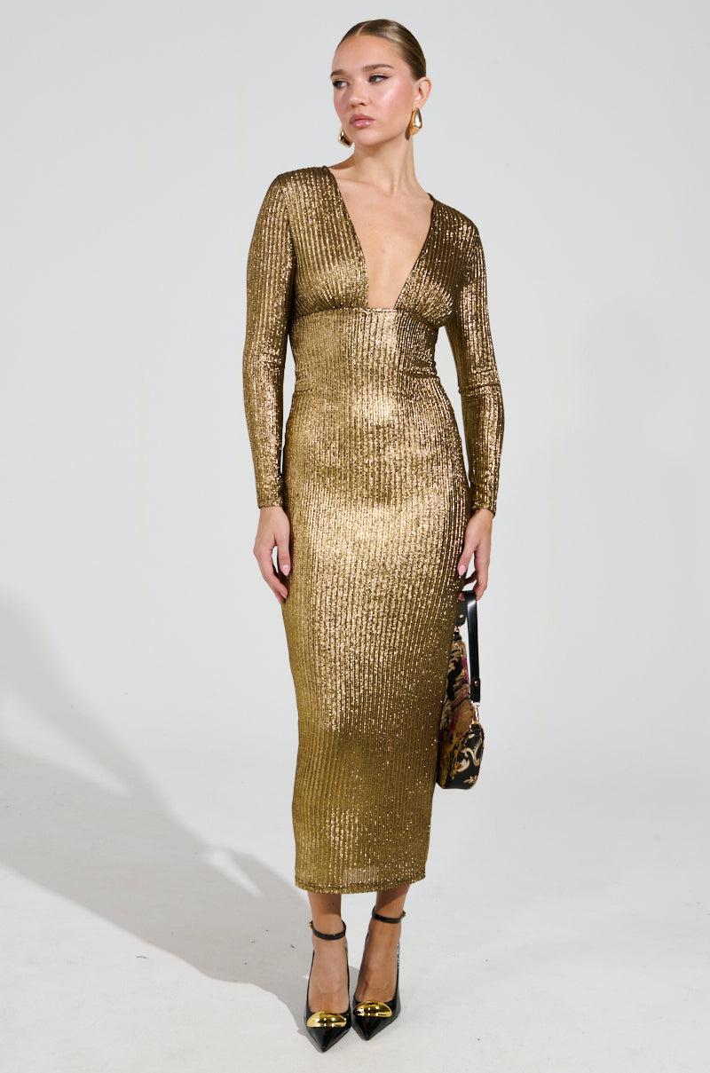 I GOT WHAT YOU LIKE METALLIC MAXI DRESS Product Image
