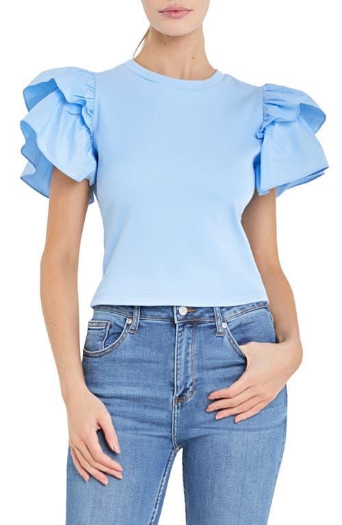 English Factory Womens Mixed Media Ruffled Top Product Image