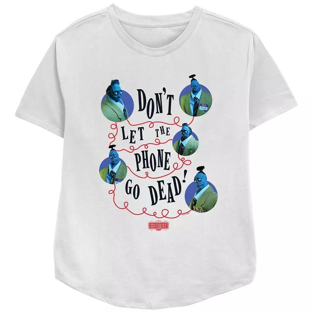 Women's Beetlejuice 2 Don't Let The Phone Go Dead Relaxed Fit Graphic Tee, Size: Medium, White Product Image