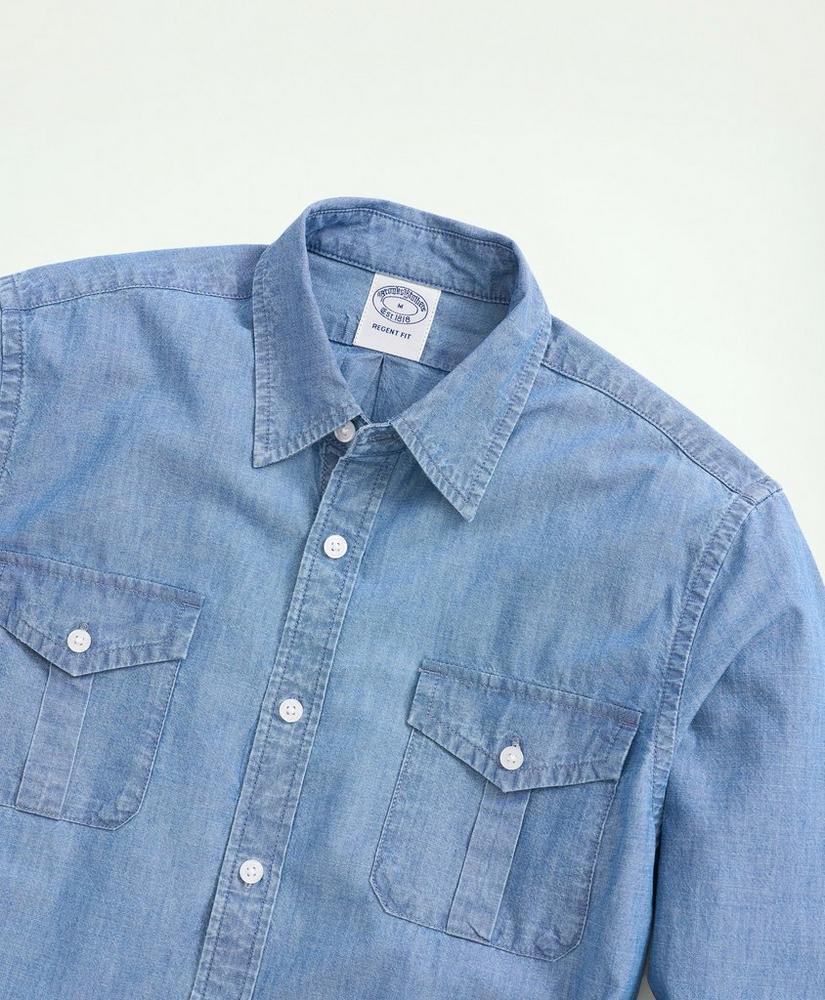Relaxed Cotton Chambray Military Shirt Product Image
