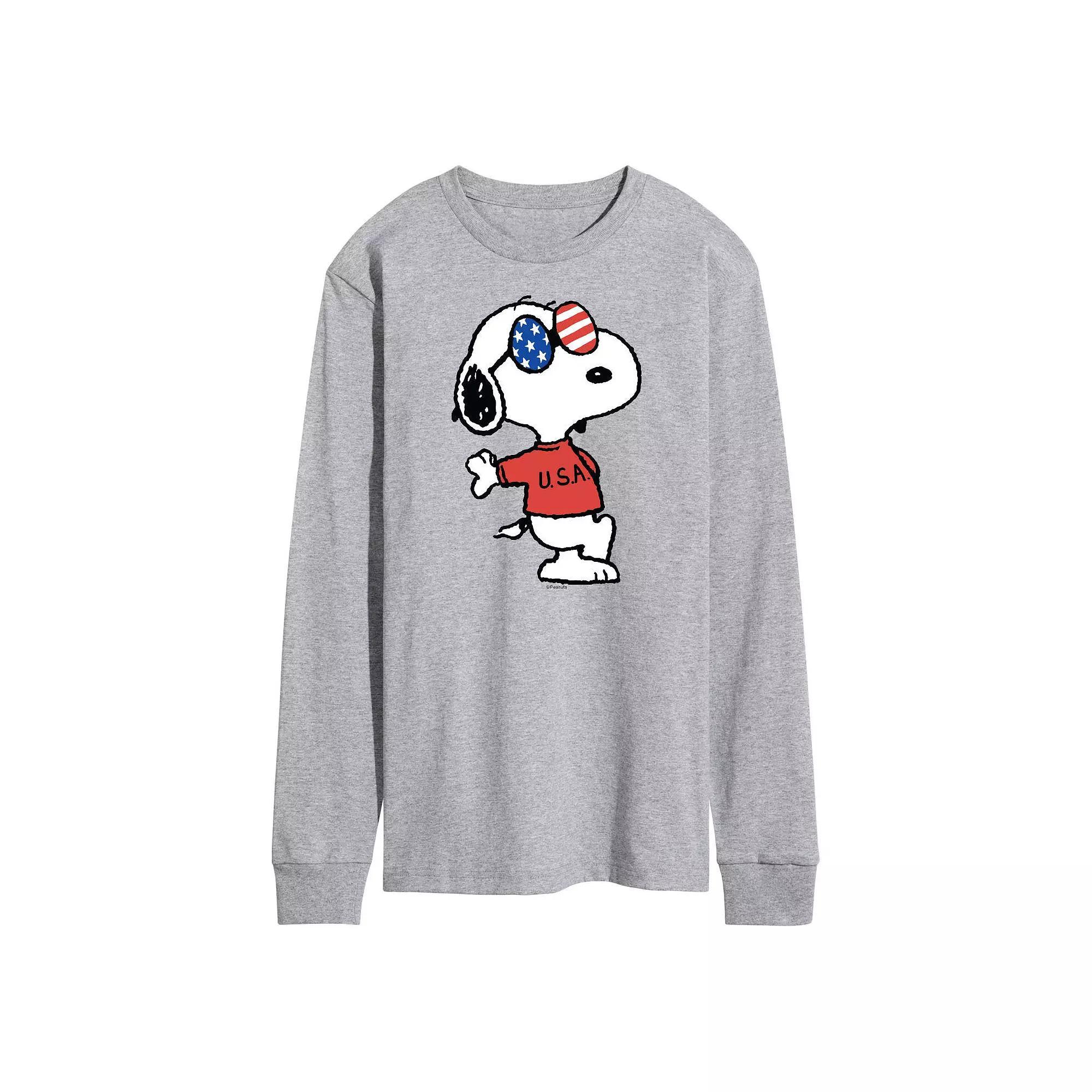 Mens Peanuts Americana Snoopy Long Sleeve Graphic Tee Product Image
