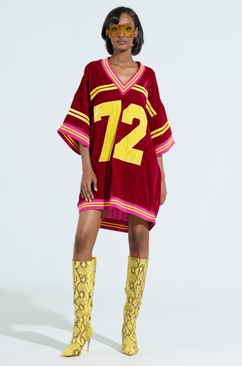 MOVING FORWARD VELVET JERSEY DRESS Product Image