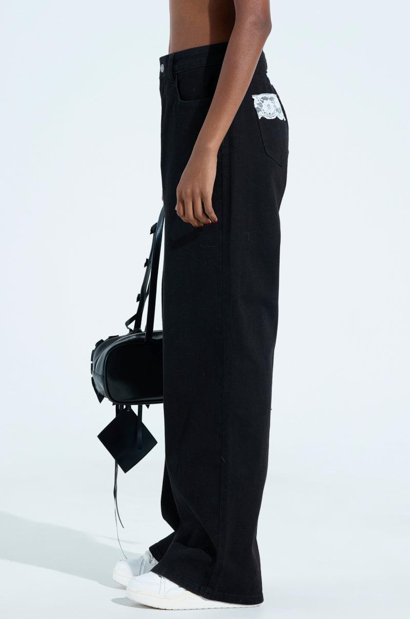 DYLAN LACE DETAIL WIDE LEG DENIM Product Image