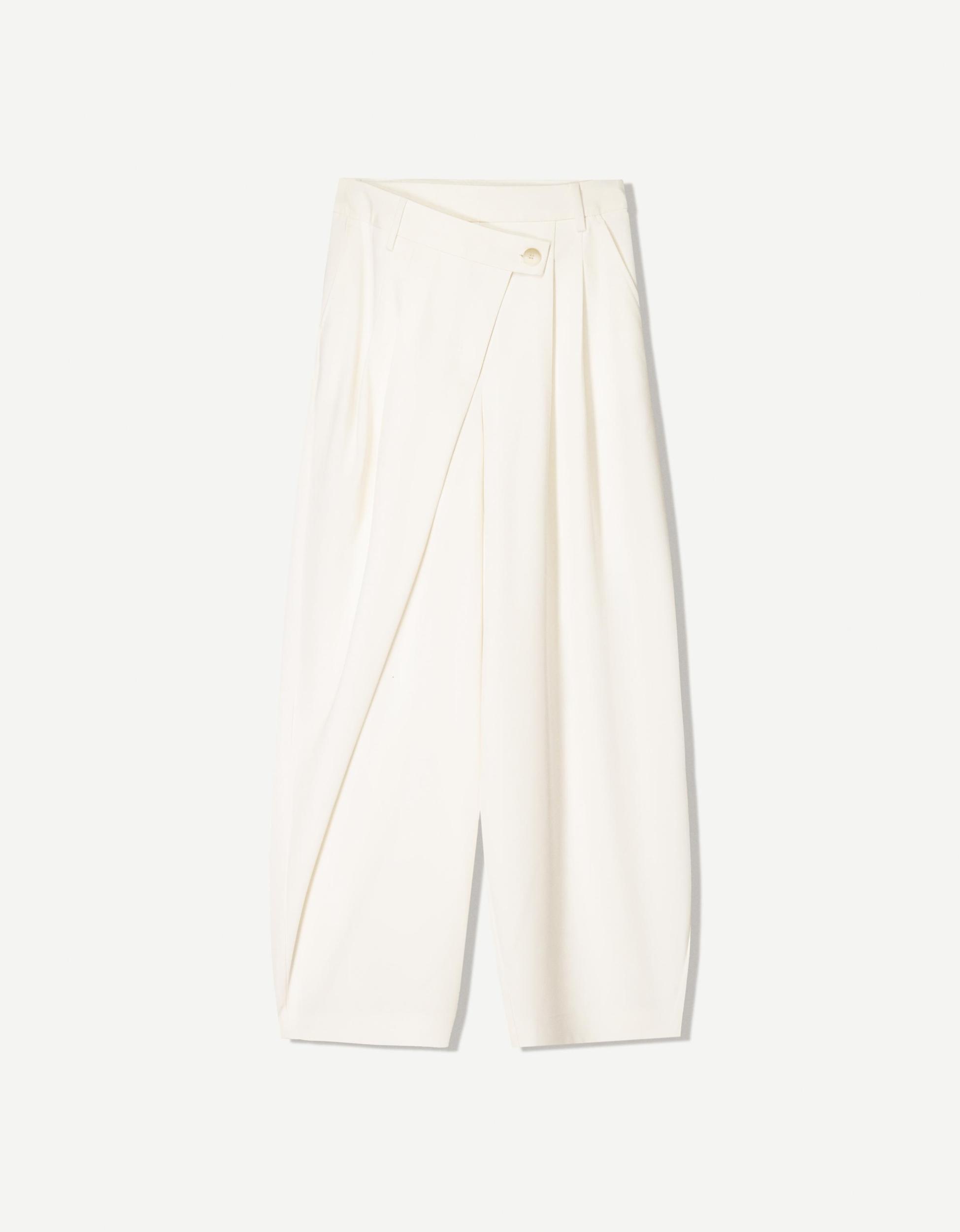 Tailored pants with crossover waistband Product Image