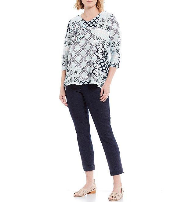 Slimsation® by Multiples Petite Size Stretch Twill Pull-On Ankle Pants Product Image