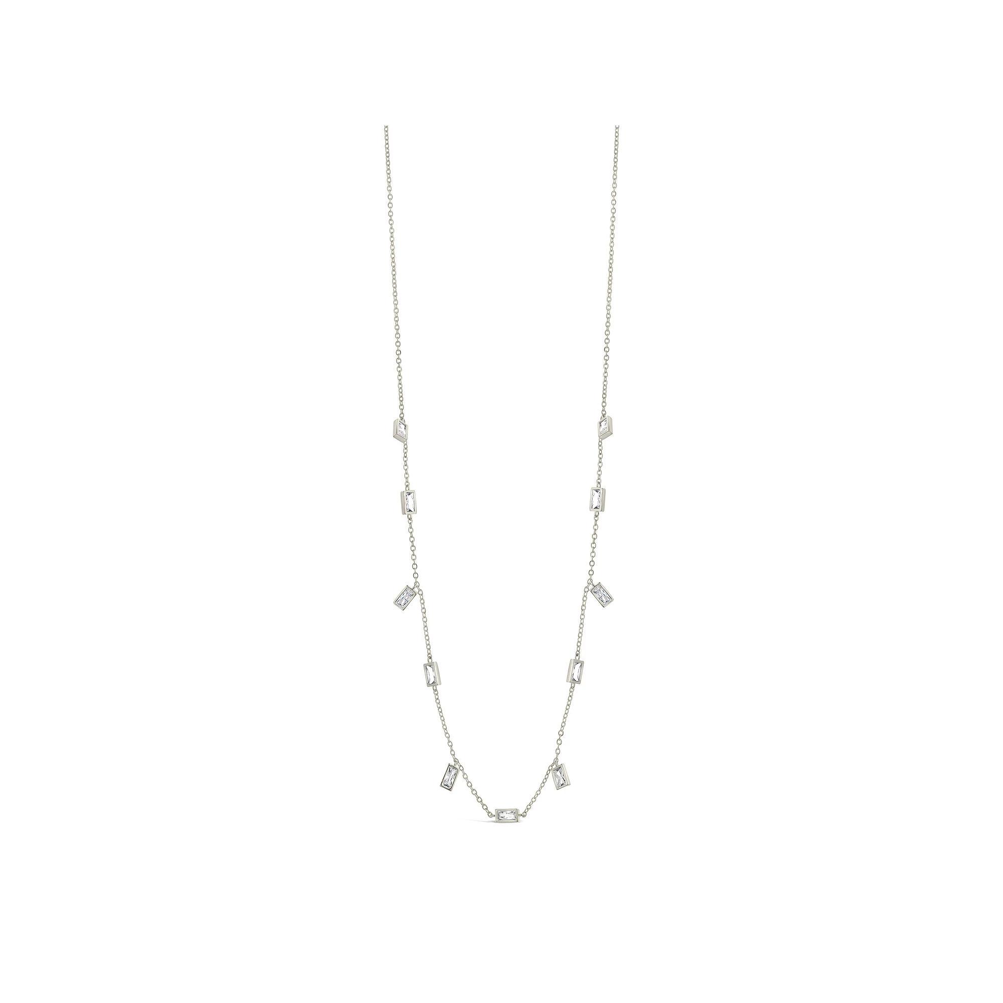 MC Collective Bezel Cubic Zirconia Charm Station Necklace, Women's, Size: 16-18" ADJ, Silver Tone Product Image