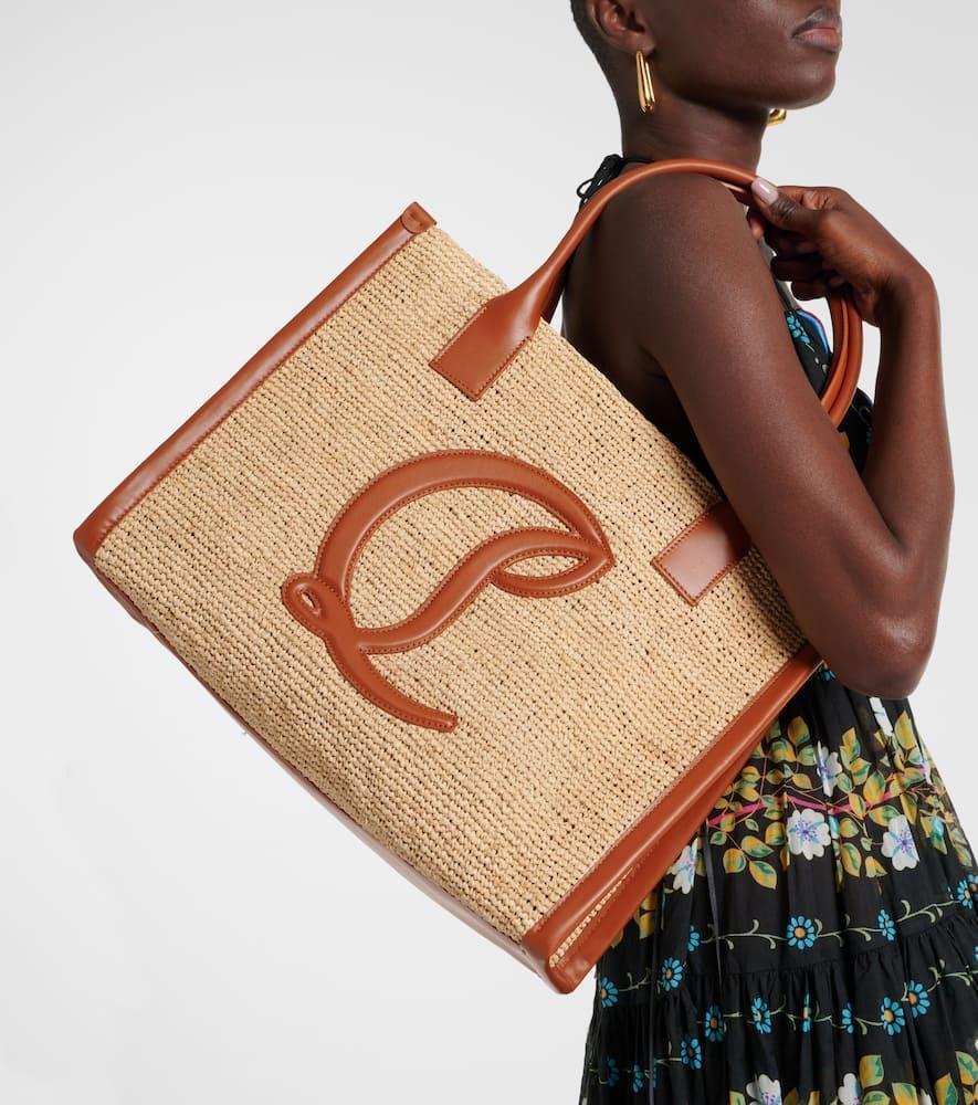 CHRISTIAN LOUBOUTIN By My Side E/w Large Raffia Tote Bag In Beige Product Image