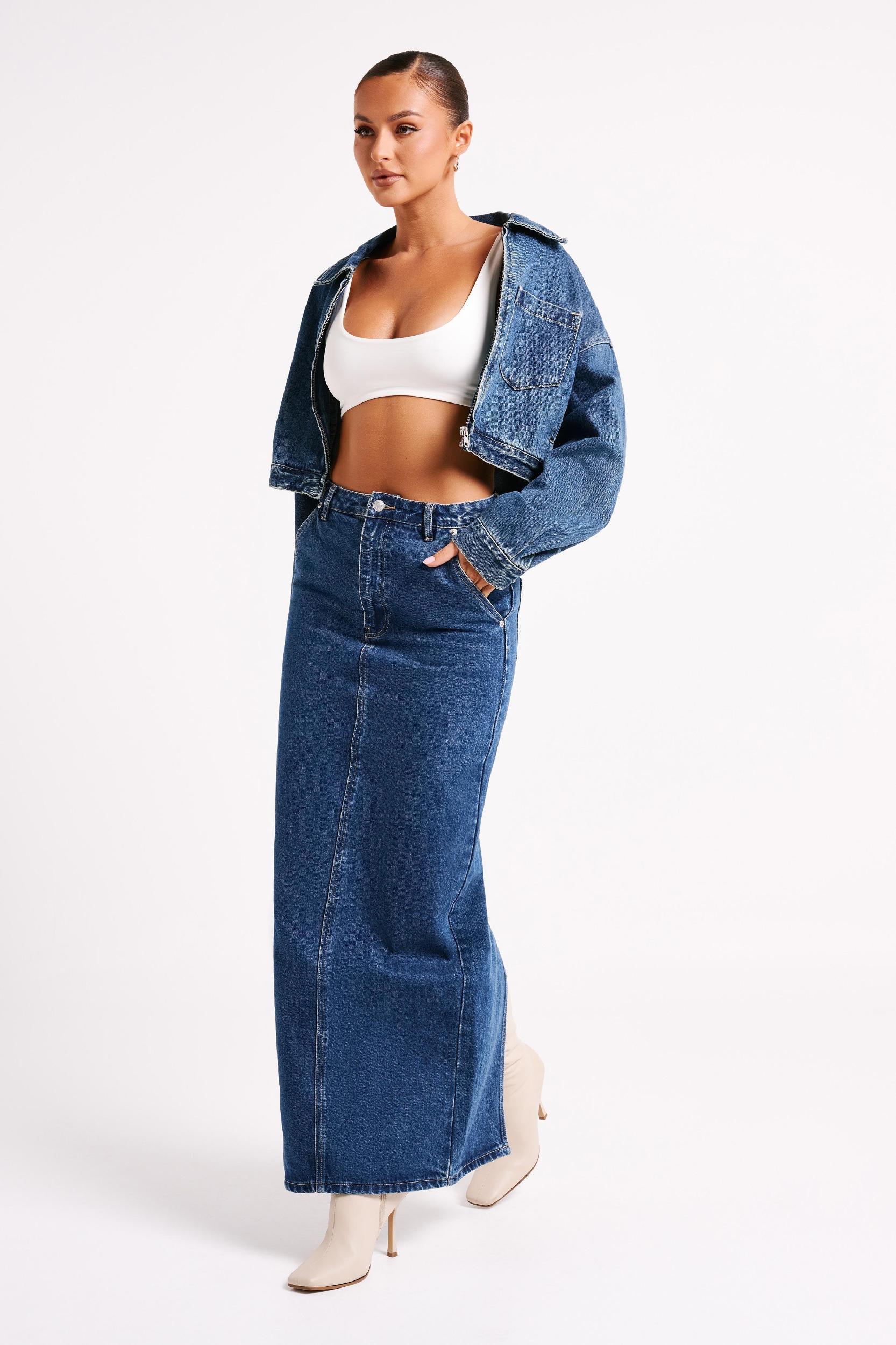 Illona Denim Maxi Skirt - Dark Blue Product Image