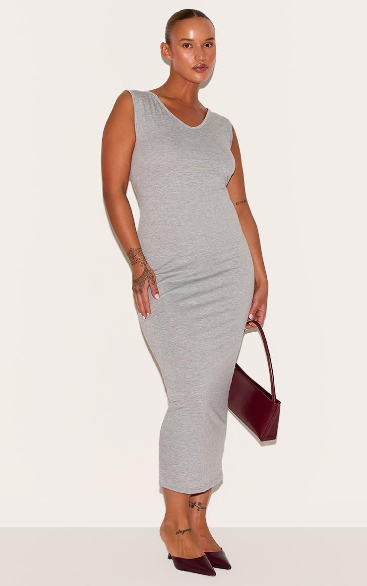 Plus Grey Marl Jersey Scoop Neck Midaxi Dress Product Image