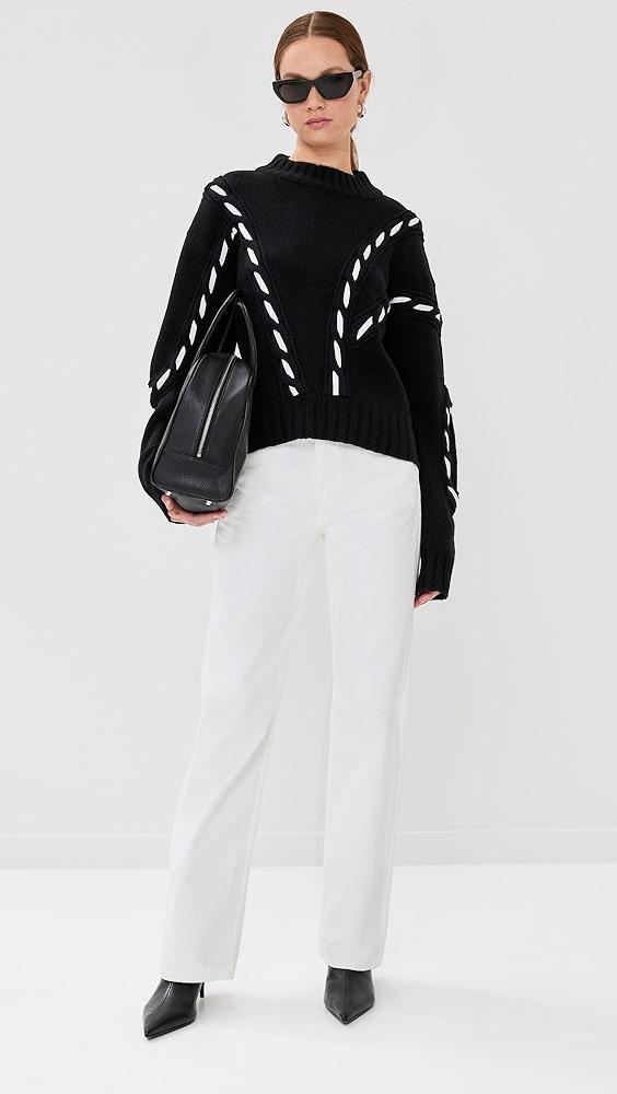 Prabal Gurung Contrast Cable Mock Neck Sweater | Shopbop Product Image