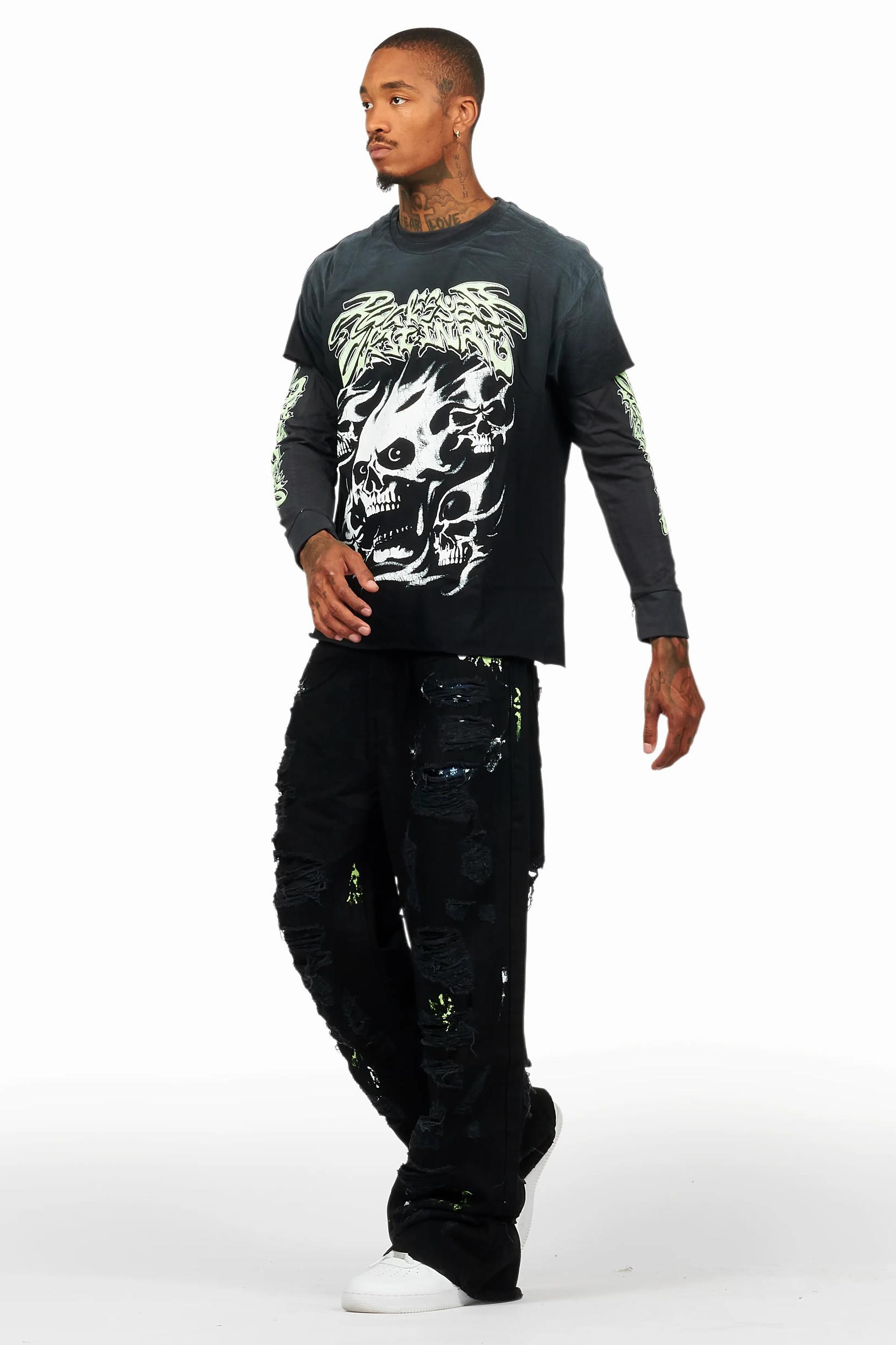 Schtupp Black Double Layer T-Shirt/Baggy Fit Jean Bundle Male Product Image
