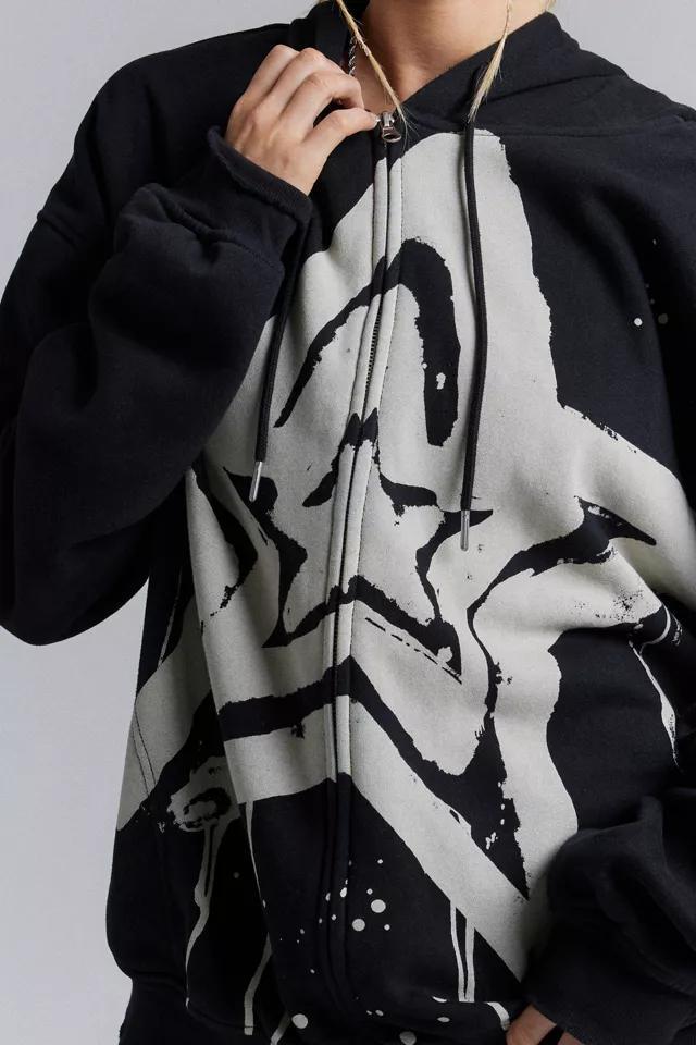 UO Bleached Star Zip-Up Hoodie Sweatshirt Product Image