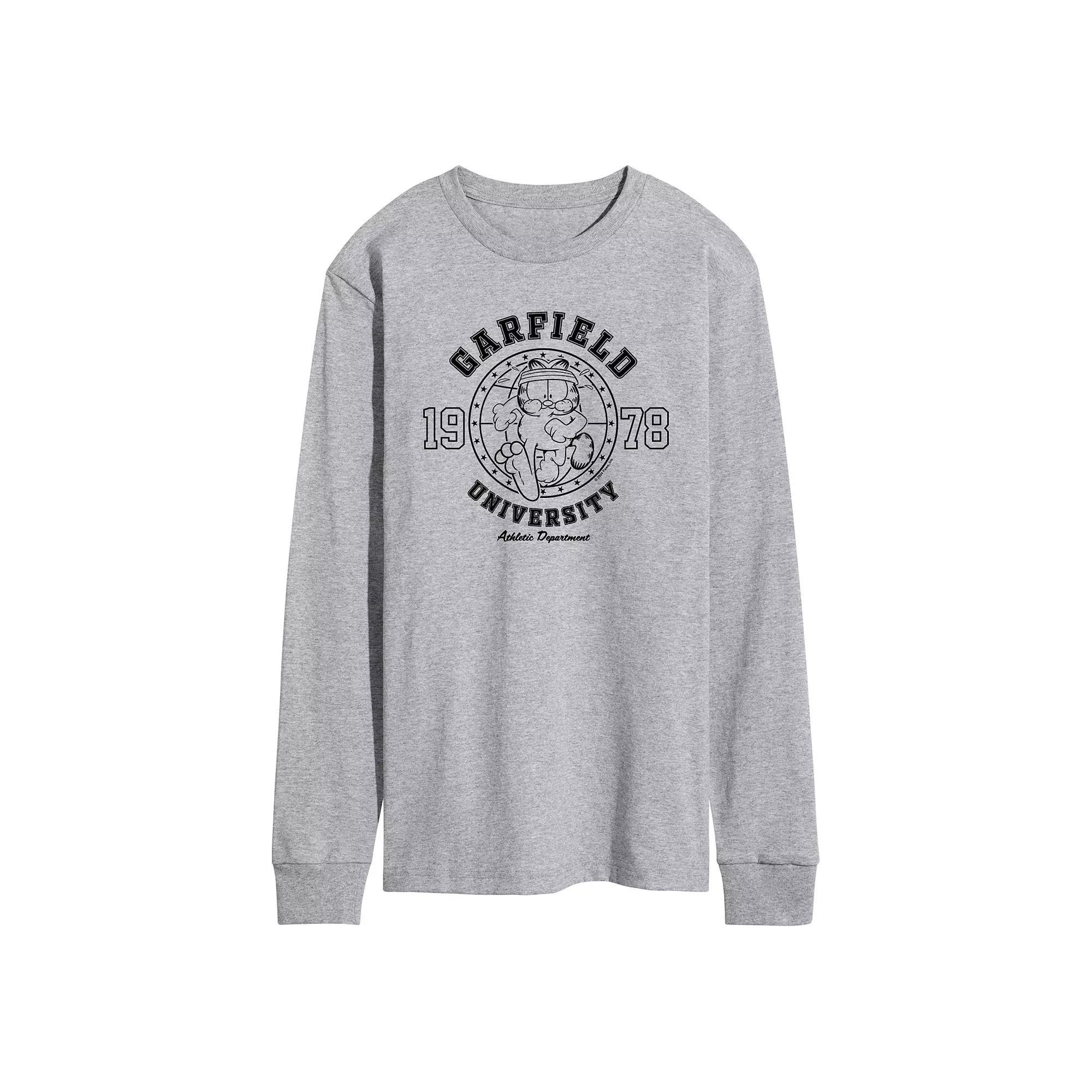 Mens Garfield Athletic Dept. Running Long Sleeve Graphic Tee Grey Gray Product Image