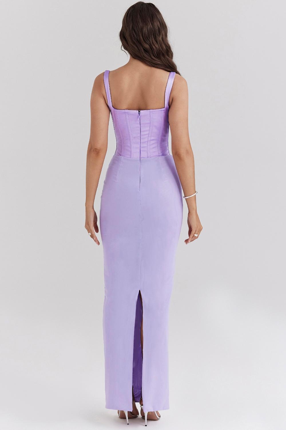 Breeze Orchid Satin Corset Maxi Dress Product Image