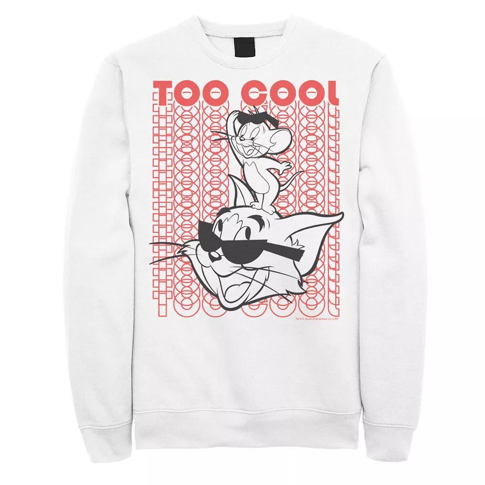 Men's Tom And Jerry Too Cool Word Stack Portrait Sweatshirt, Size: Large, White Product Image