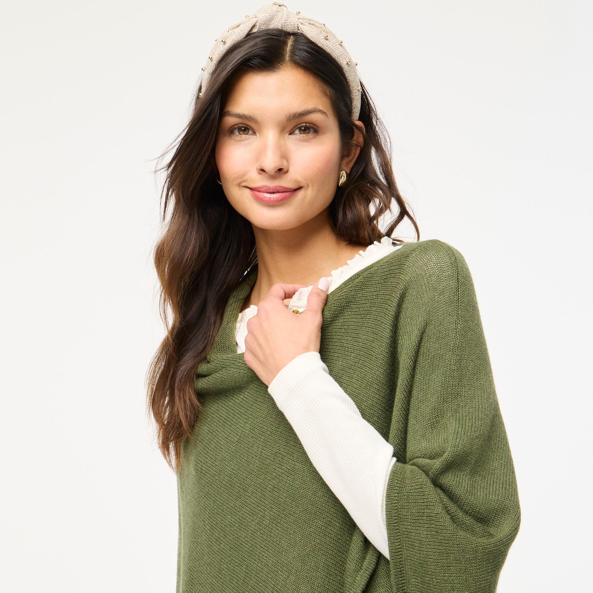 Cotton-blend triangle sweater poncho Product Image