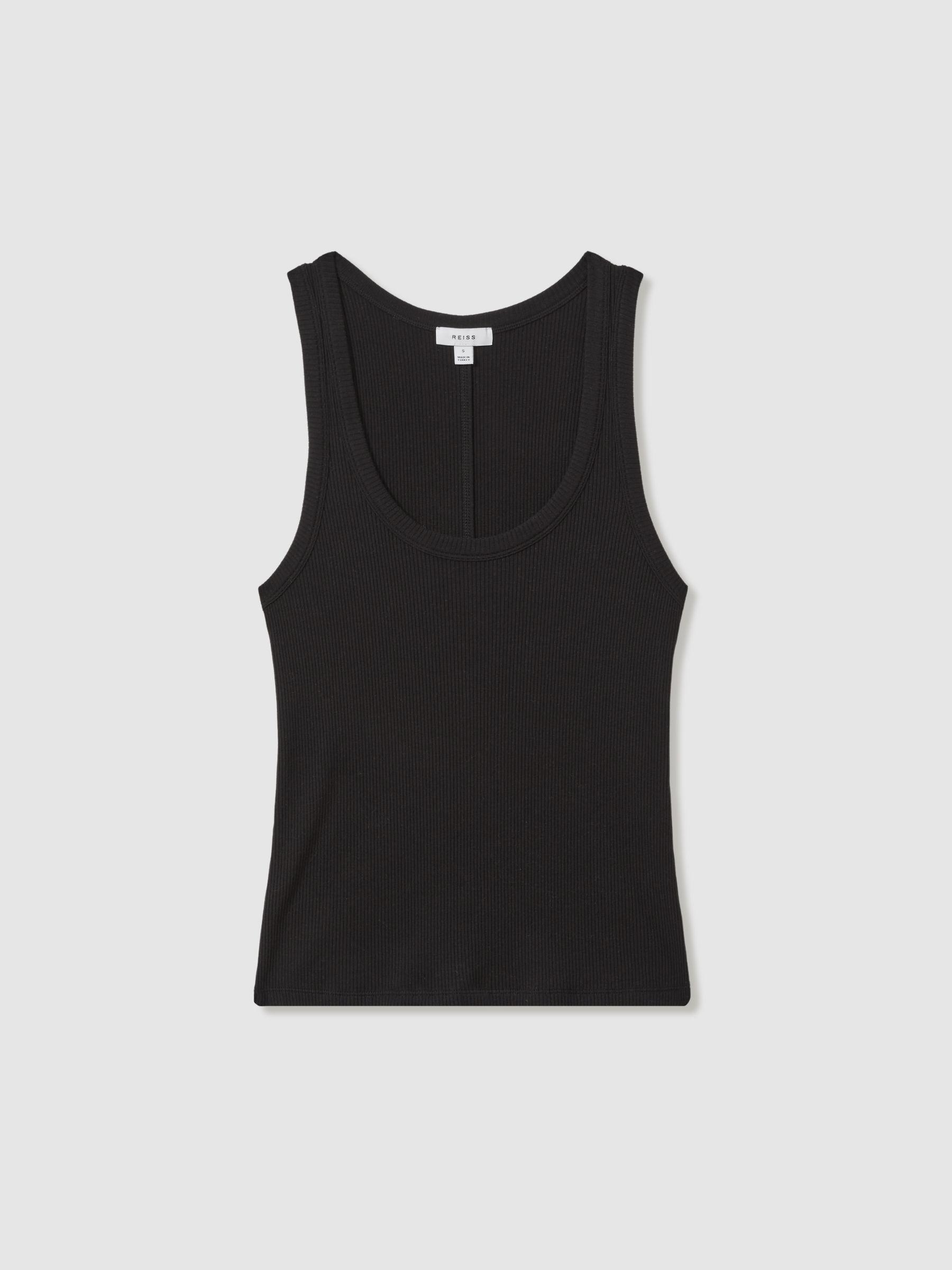 Ribbed Cotton Blend Vest in Black Product Image