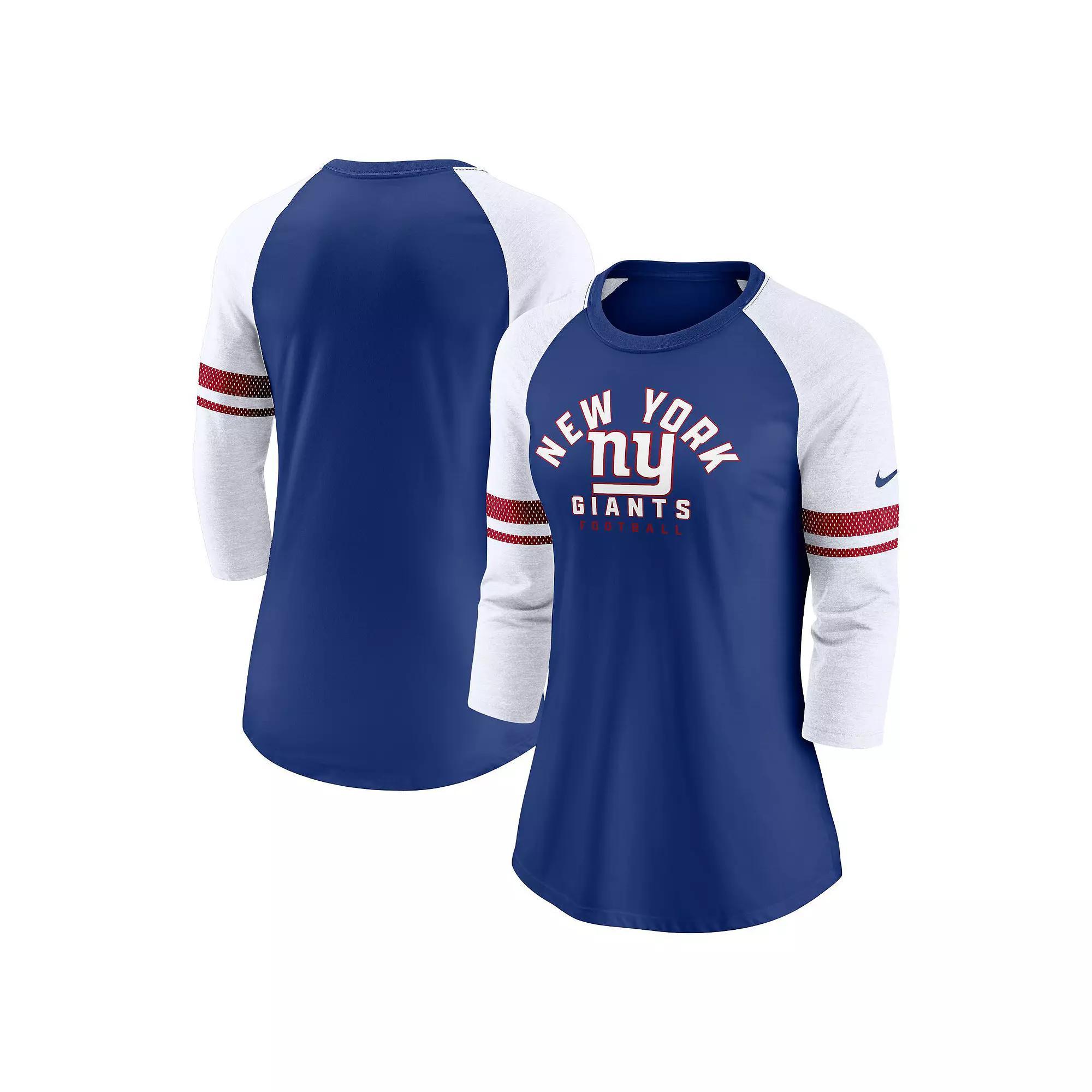 Womens Nike Royal New York Giants Fashion 3/4-Sleeve Raglan T-Shirt Product Image