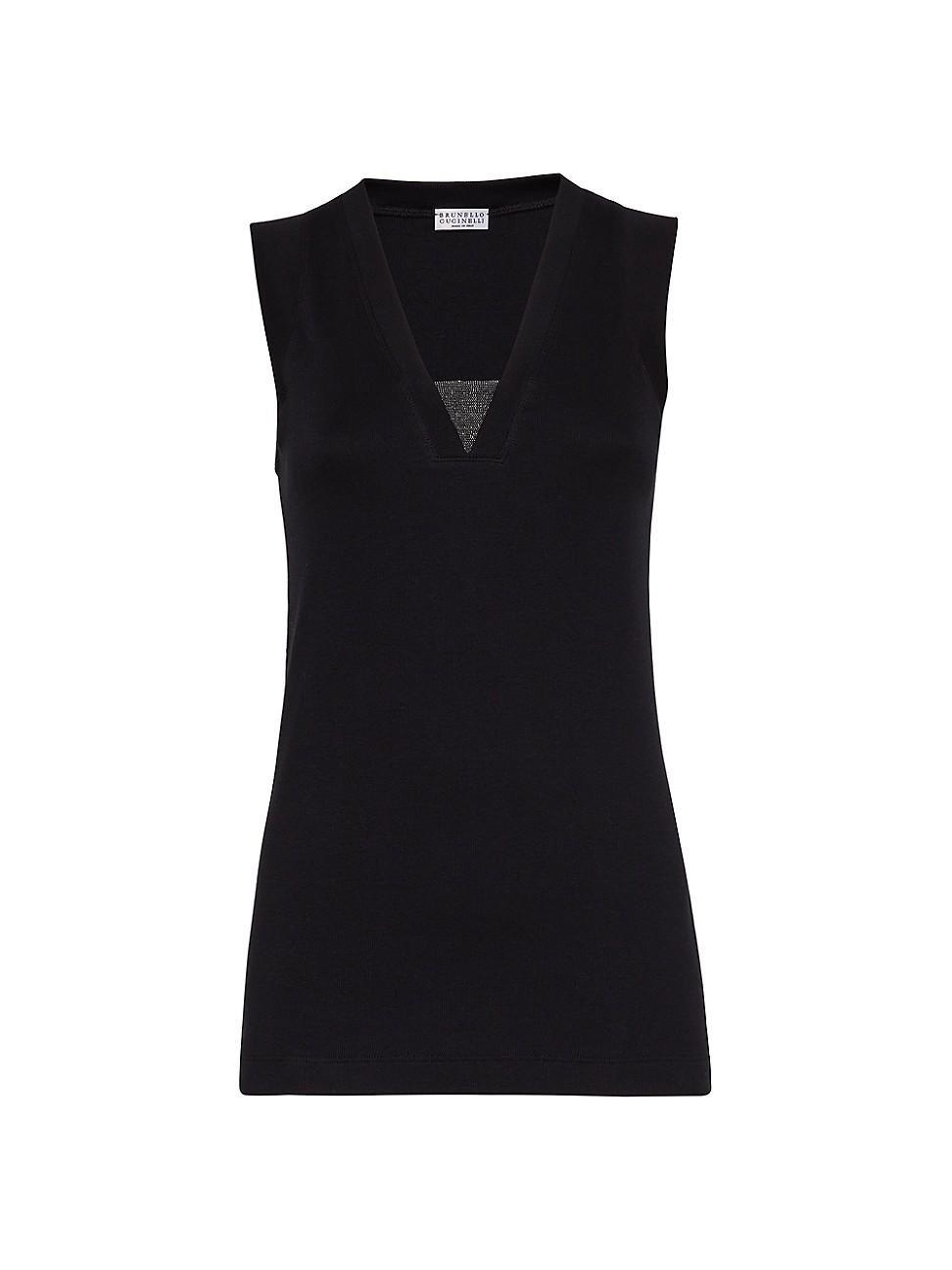 Womens Stretch Cotton Ribbed Jersey Top Product Image