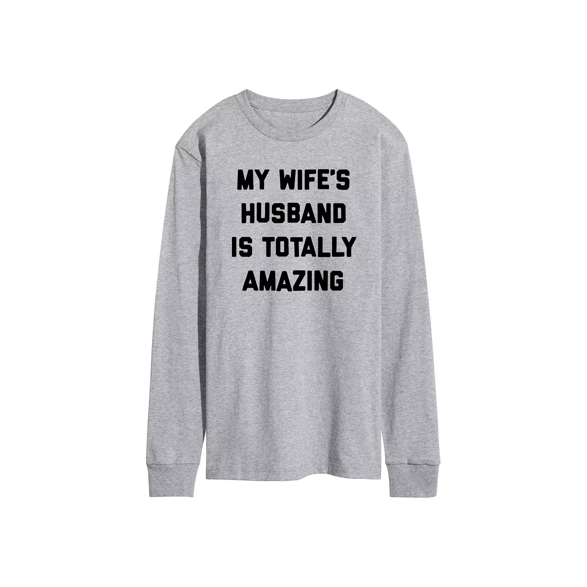 Mens My Wifes Husband Amazing Long Sleeve Product Image