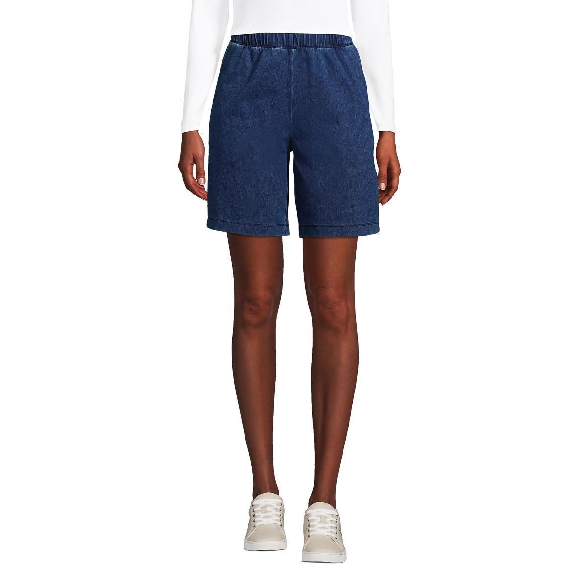 Womens Lands End Sport Knit Pull-On Shorts Medium Blue Product Image