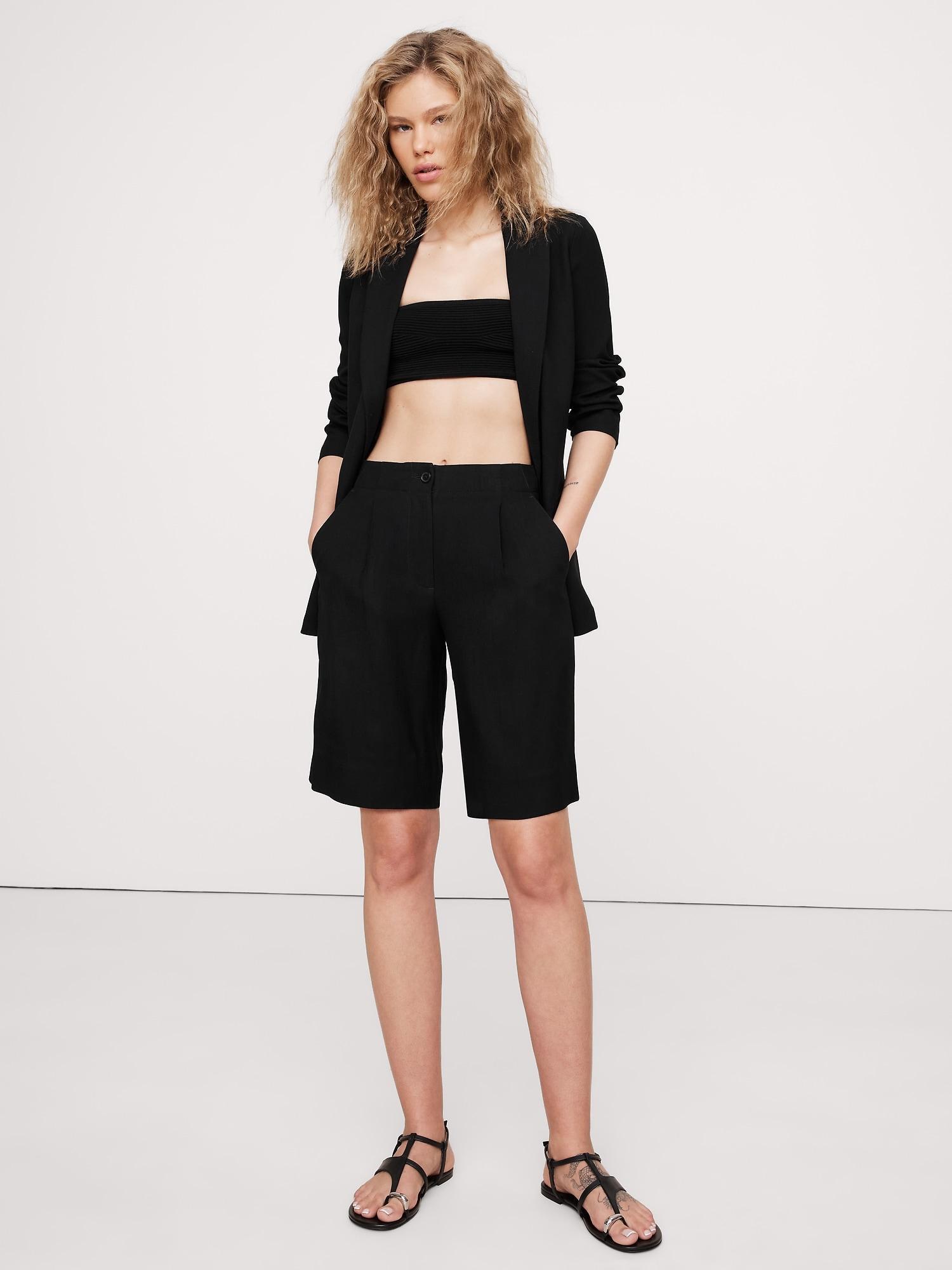 High-Rise Drapey Twill Bermuda Short Product Image