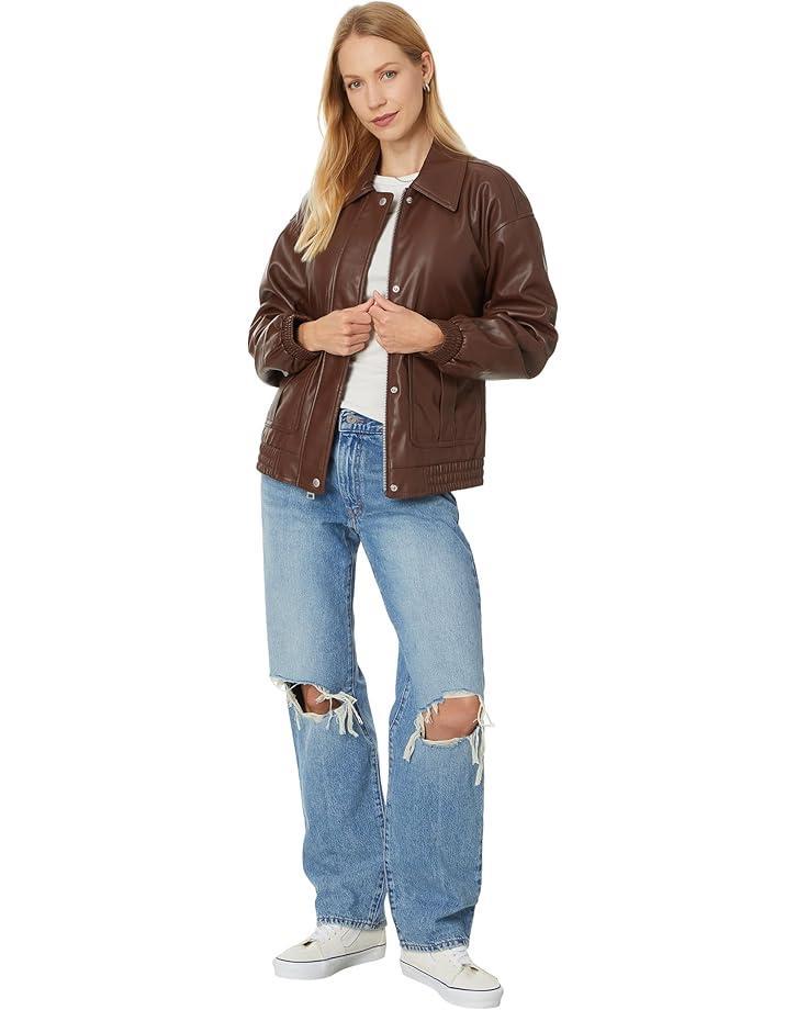 Relaxed Crop Faux Leather Moto Jacket Product Image