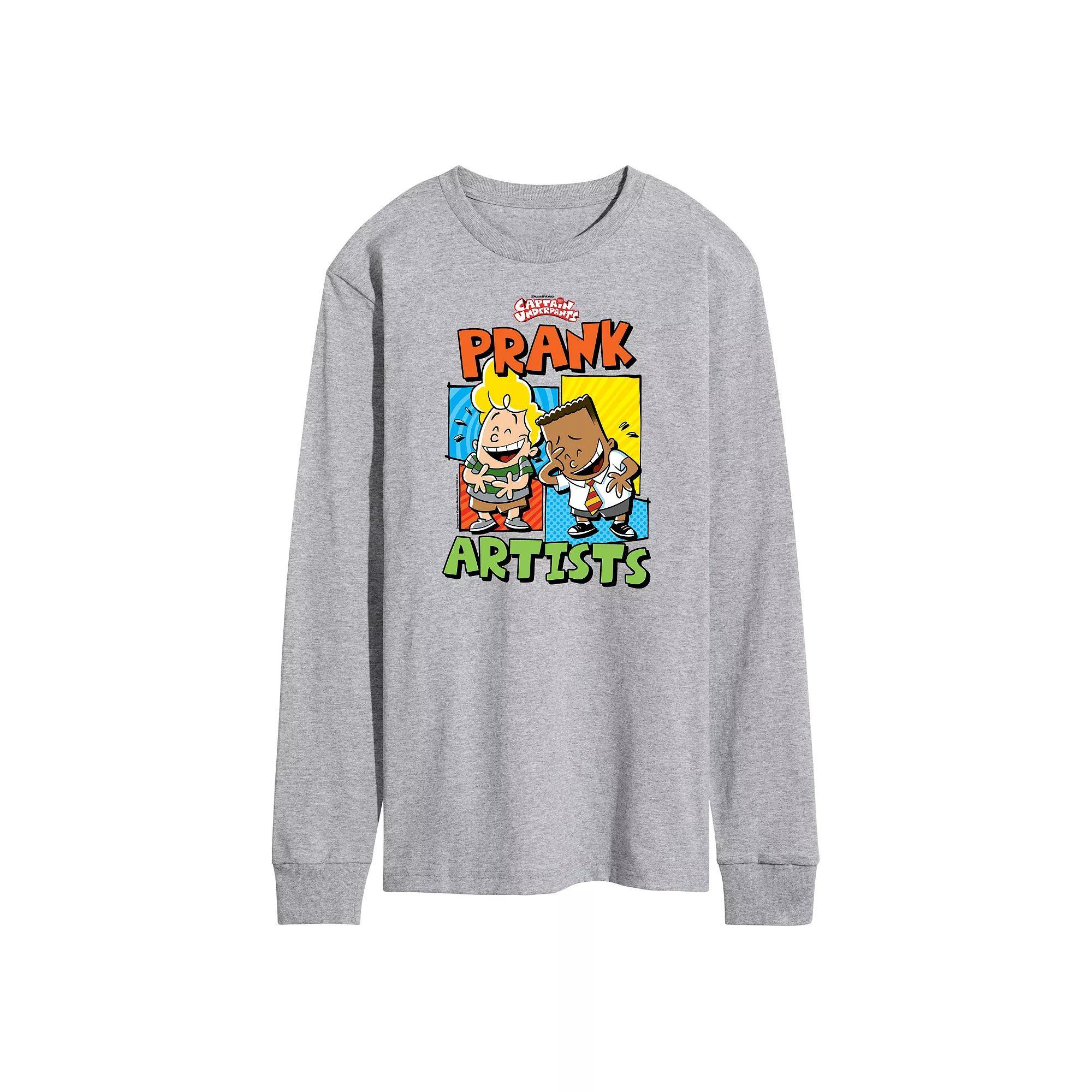 Mens Captain Underpants Prank Artists Long Sleeve Graphic Tee Product Image