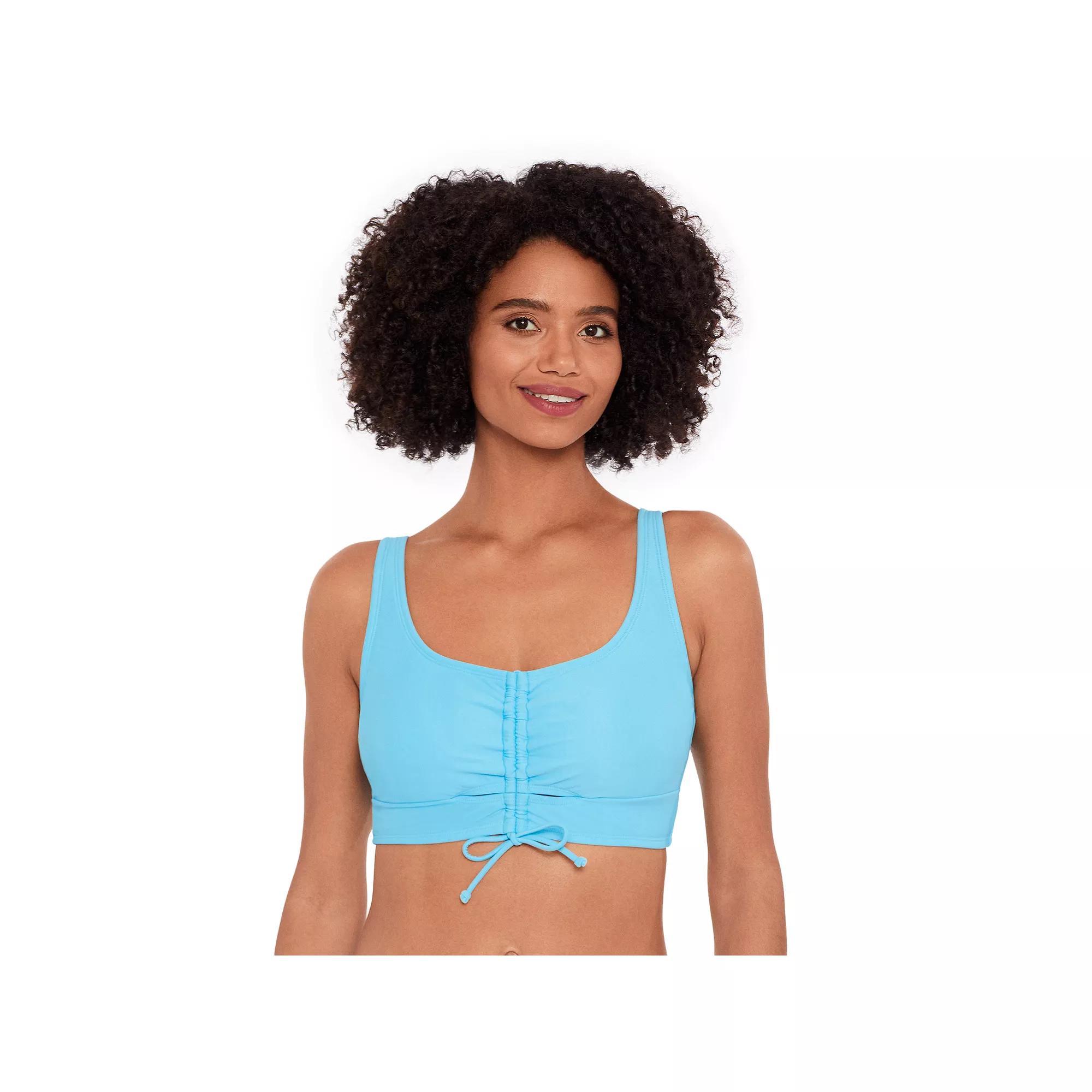 Women's Eco Beach Longline Scoopneck Tie Front Bikini Top, Size: Large, Kelpforest Product Image